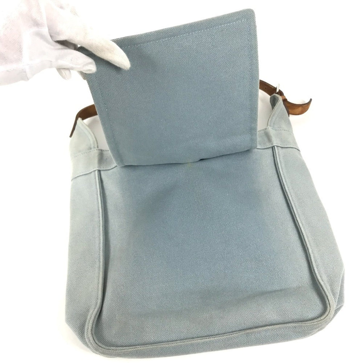 Hermes Marwari Blue Canvas Shoulder Bag Tote Bag (Pre-Owned)