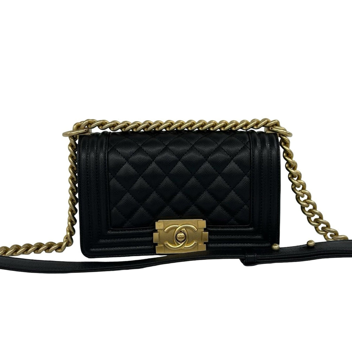 Chanel Black Grained Calfskin Shoulder Bag (Pre-Owned)