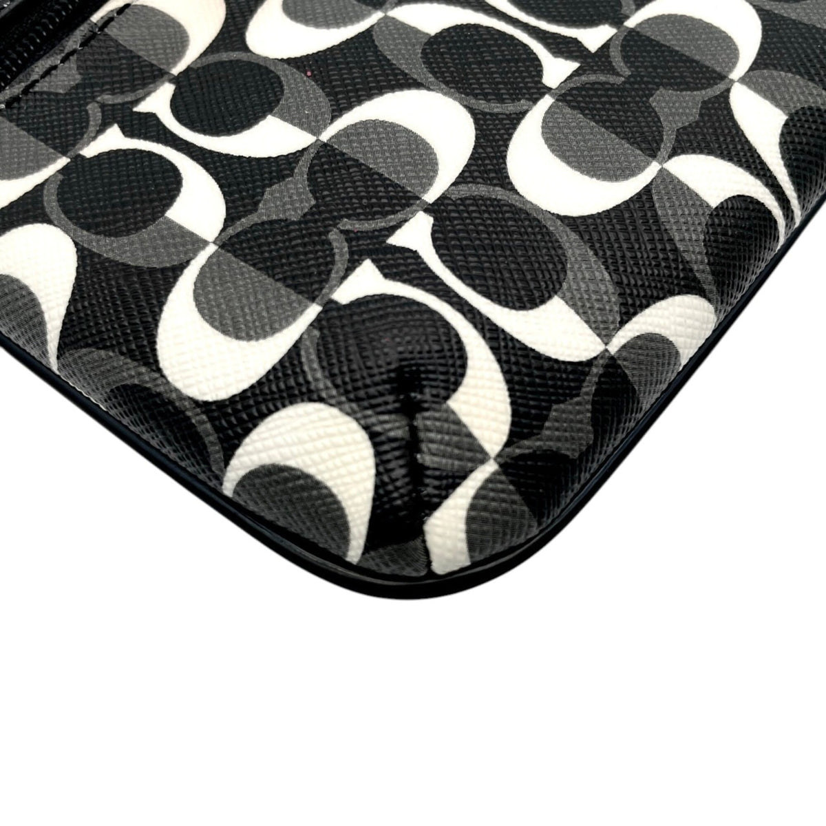 Coach Black Gray White Coated Canvas Leather Clutch Bag Pouch (Pre-Owned)