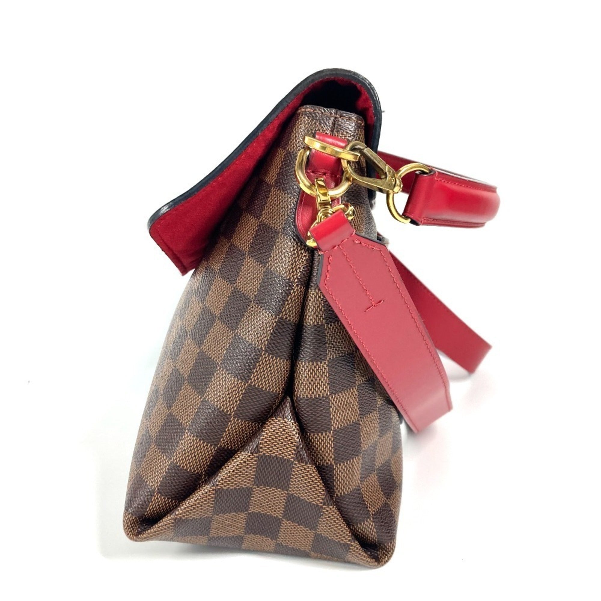 Louis Vuitton Brown Damier Canvas Ebene Galle Red Color Damier Canvas Handbag Shoulder Bag Tote Bag (Pre-Owned)