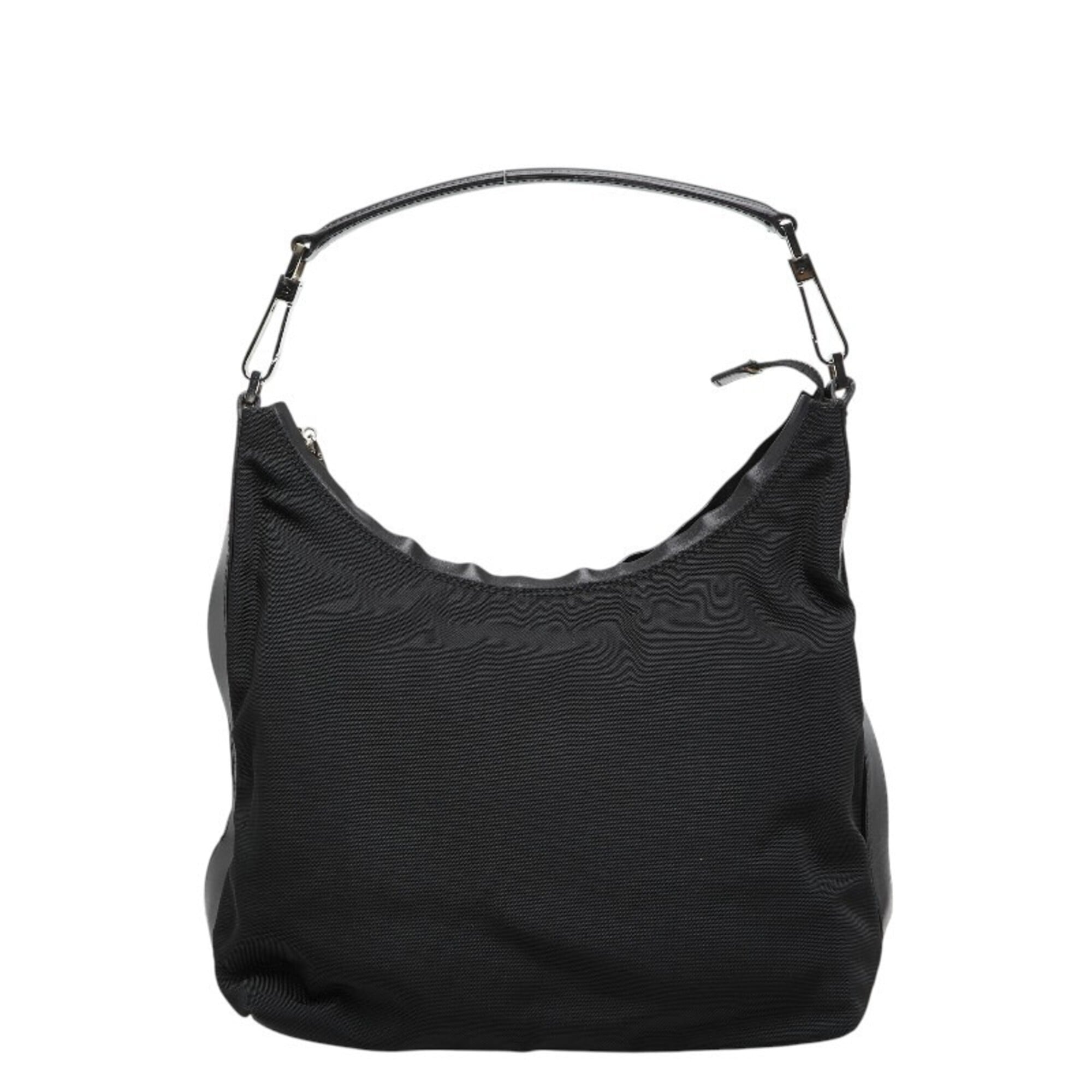 Gucci Black Nylon Leather Handbag Shoulder Bag (Pre-Owned)