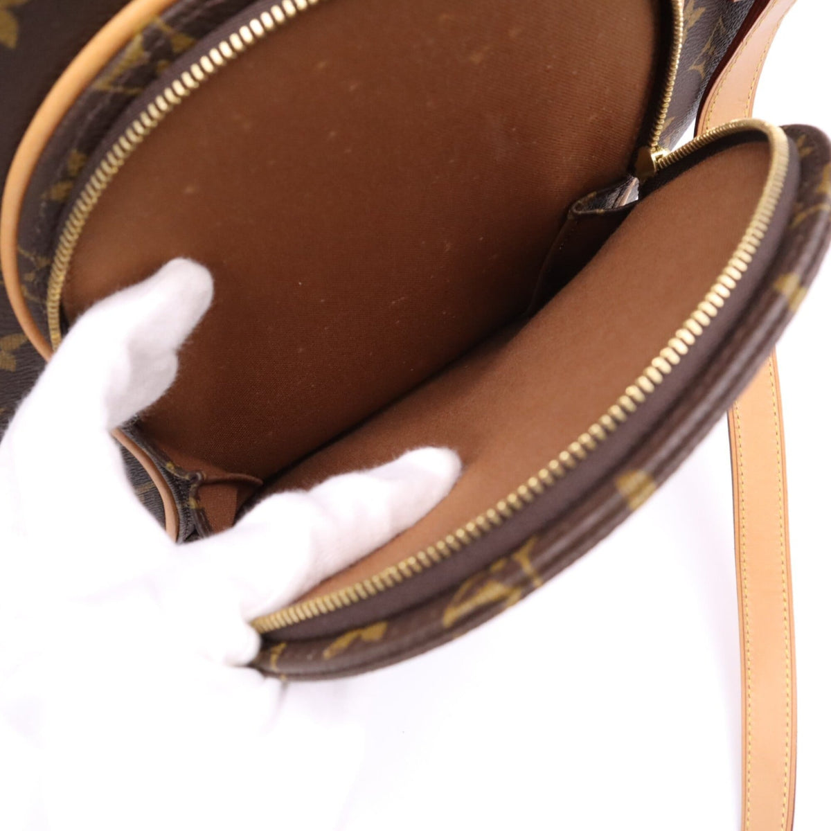 Louis Vuitton Beige Brown Coated Canvas Leather Handbag (Pre-Owned)
