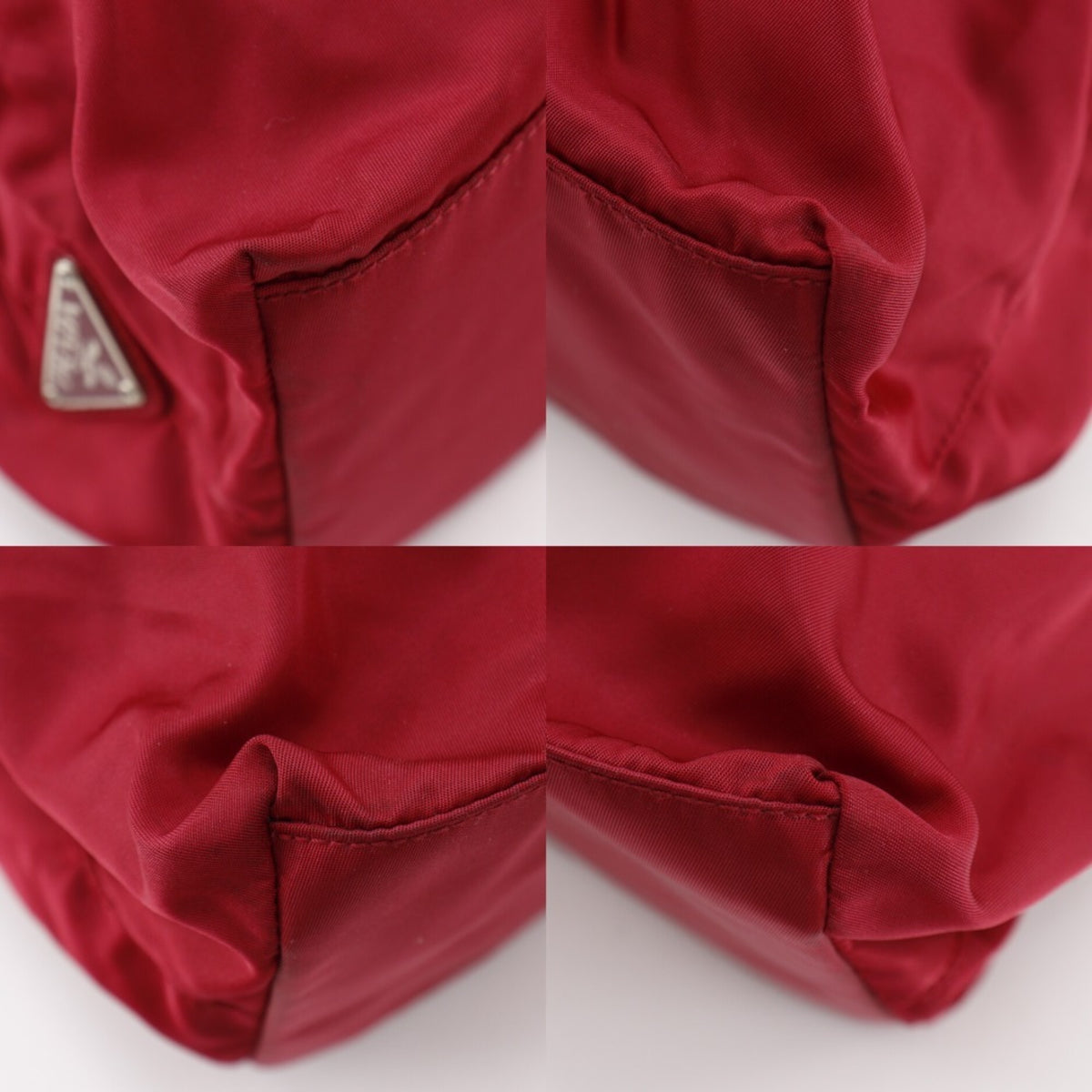 Prada Red Color Nylon Tote Bag (Pre-Owned)