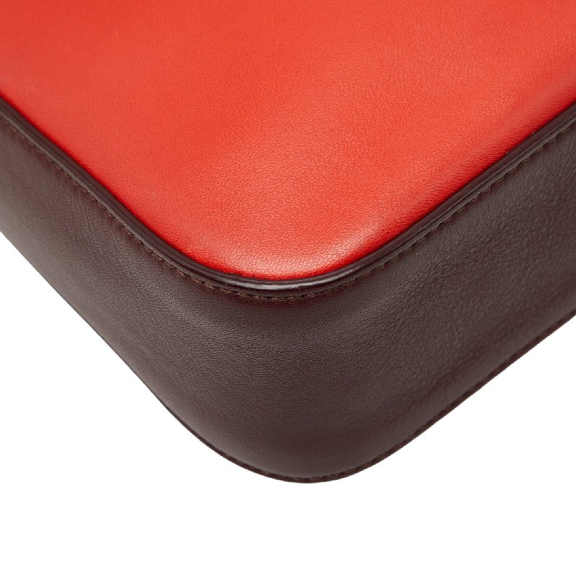 Fendi Bordeaux Red Color Leather Shoulder Bag (Pre-Owned)