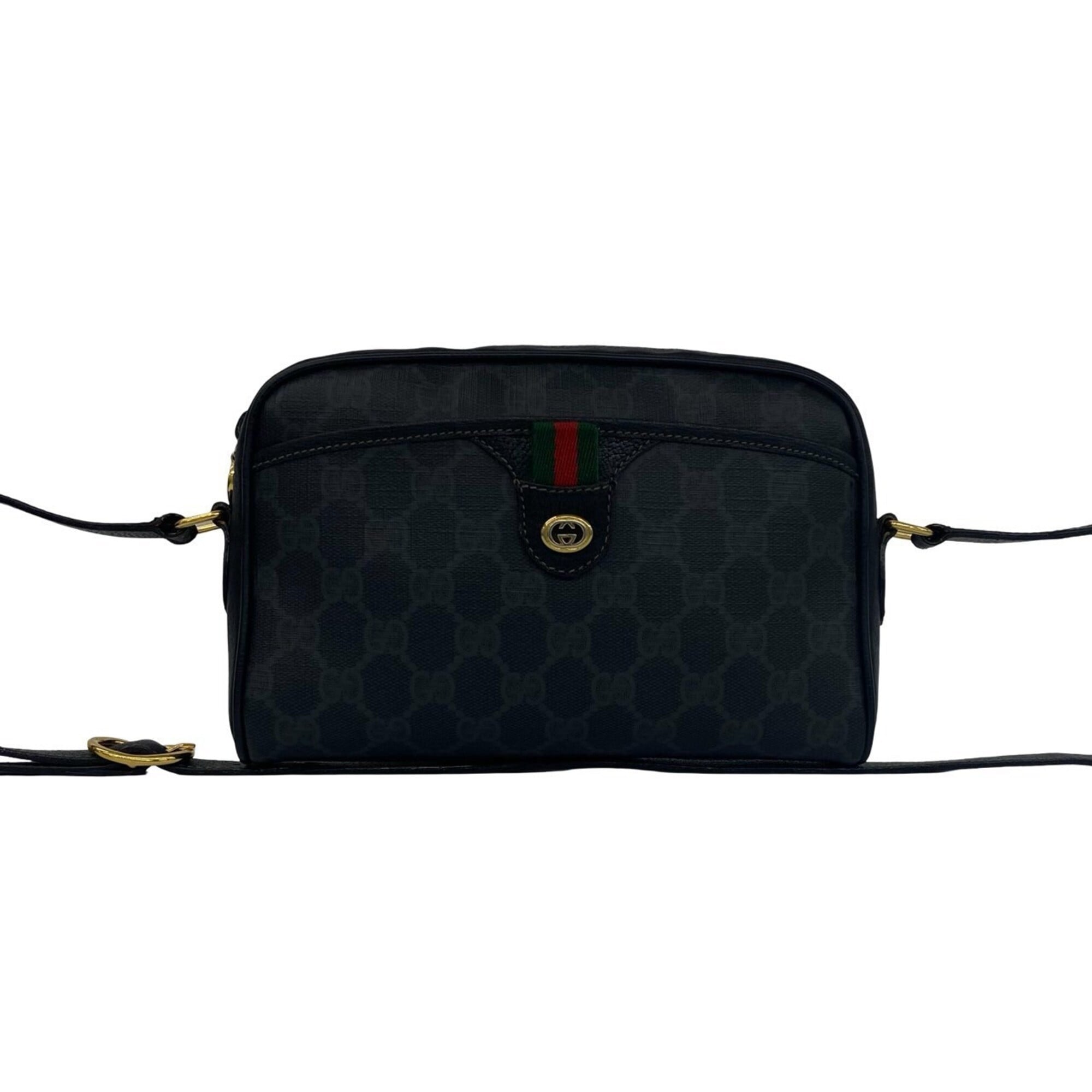 Gucci Black Green Red Color Leather Pvc Pochette Shoulder Bag (Pre-Owned)