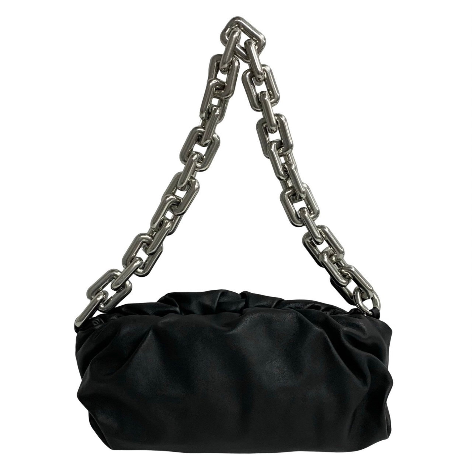Bottega Veneta Black Silver Leather Handbag Pouch Shoulder Bag (Pre-Owned)