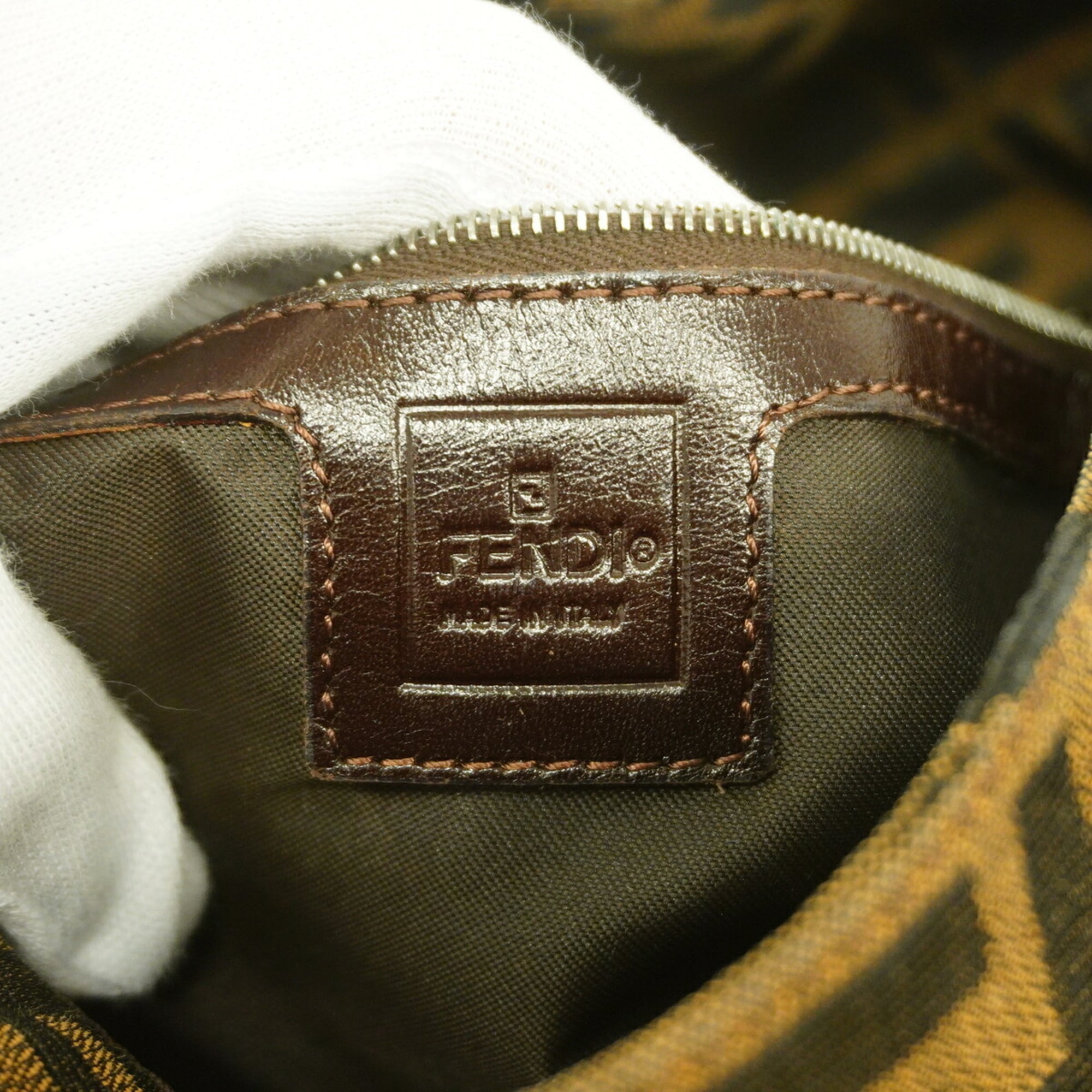 Fendi Brown Nylon Canvas Handbag (Pre-Owned)