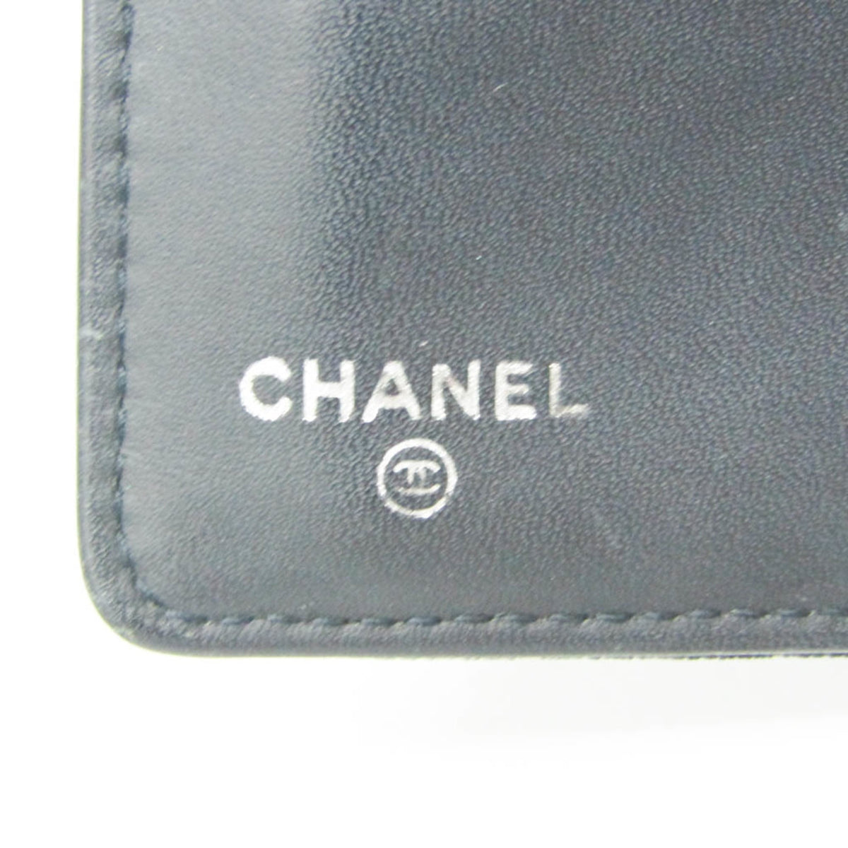Chanel Boy Chanel Dark Navy Leather Long Wallet (Bi-Fold) (Pre-Owned)