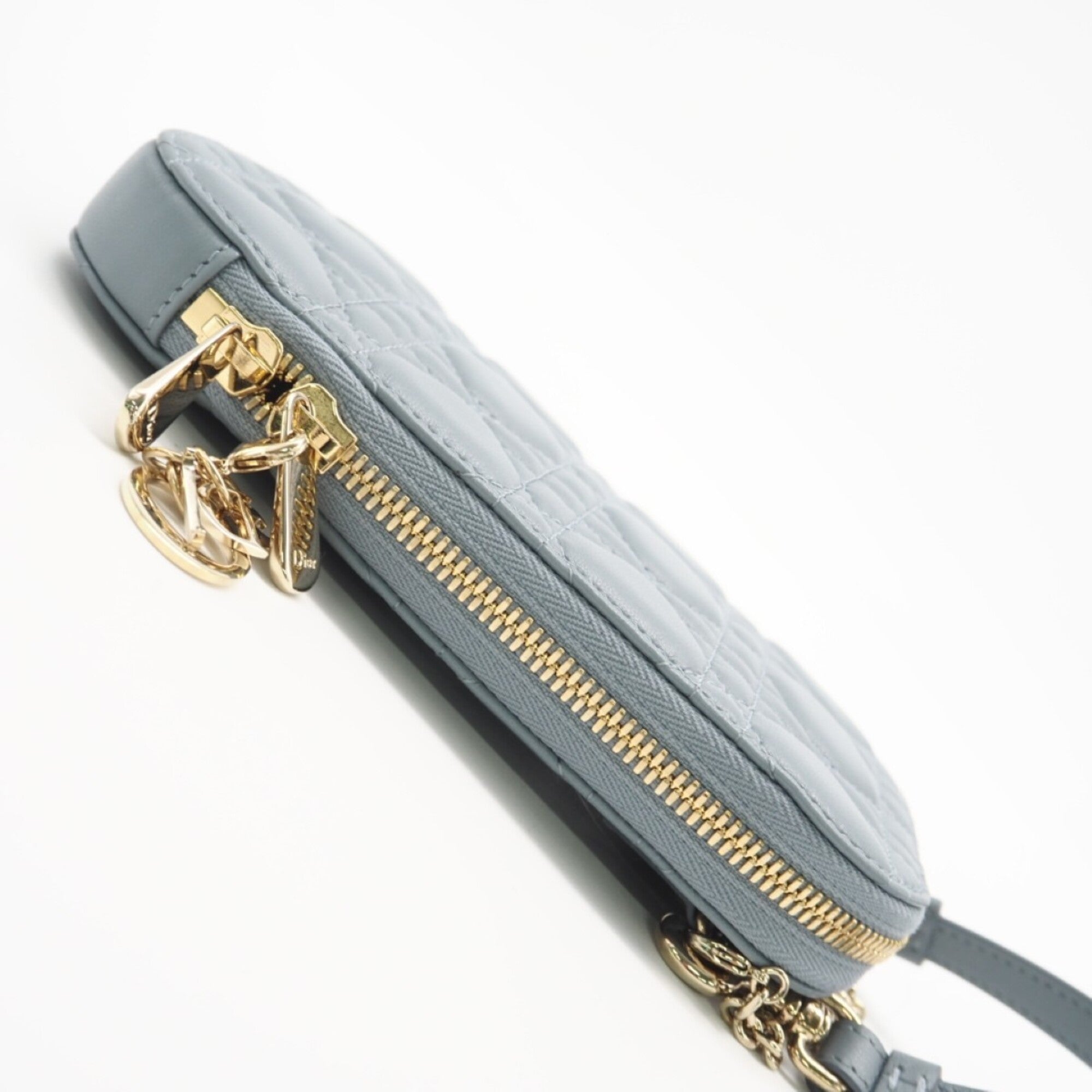 Christian Dior Lady Dior Blue Leather Shoulder Bag (Pre-Owned)