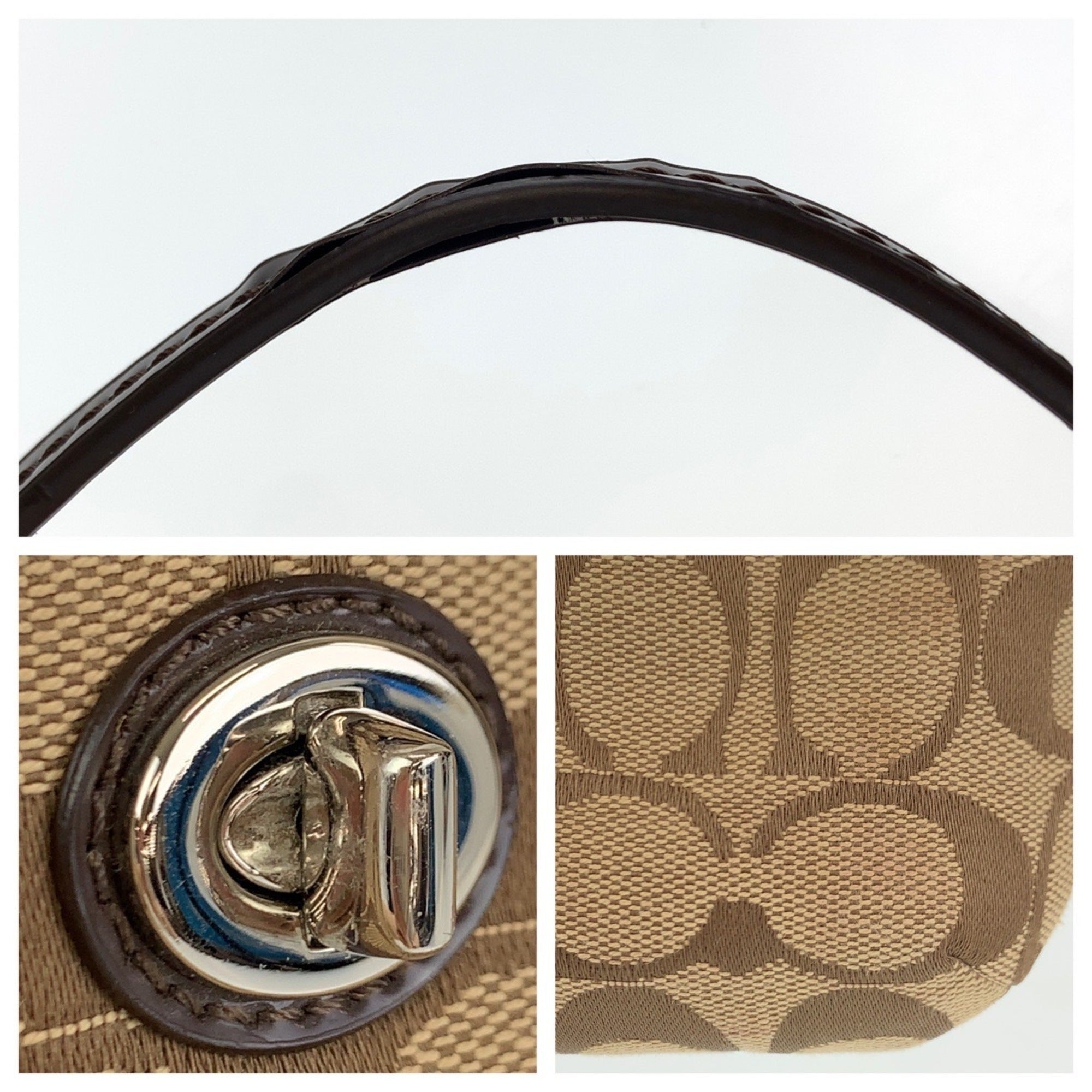 Coach Signature Beige Canvas Leather Clutch Bag (Pre-Owned)