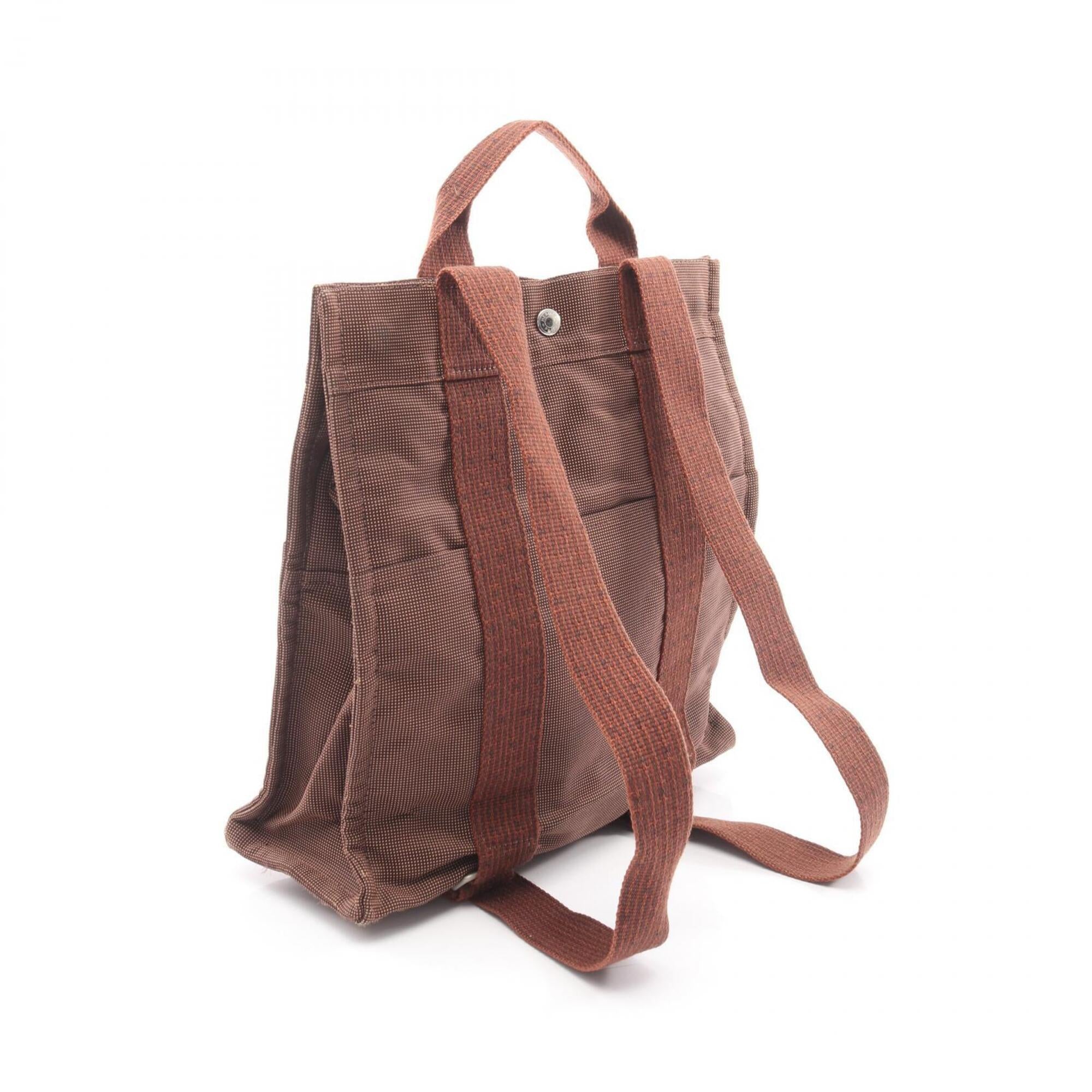 Hermes Brown Nylon Canvas Backpack (Pre-Owned)