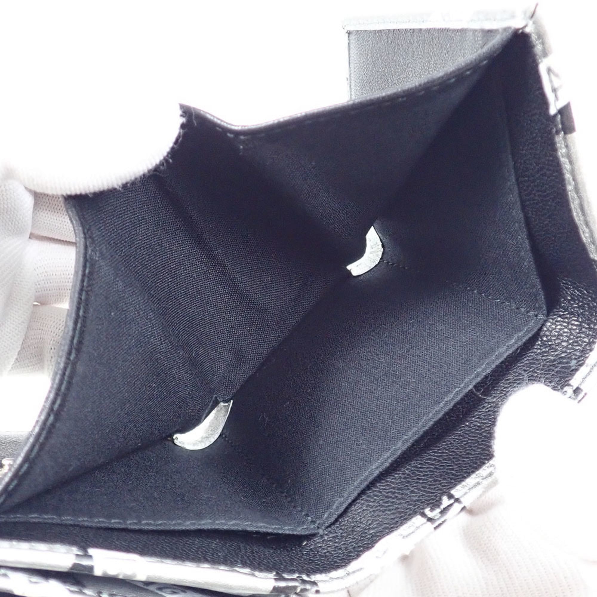 Balenciaga Silver Black Leather Wallet (Tri-Fold) (Pre-Owned)