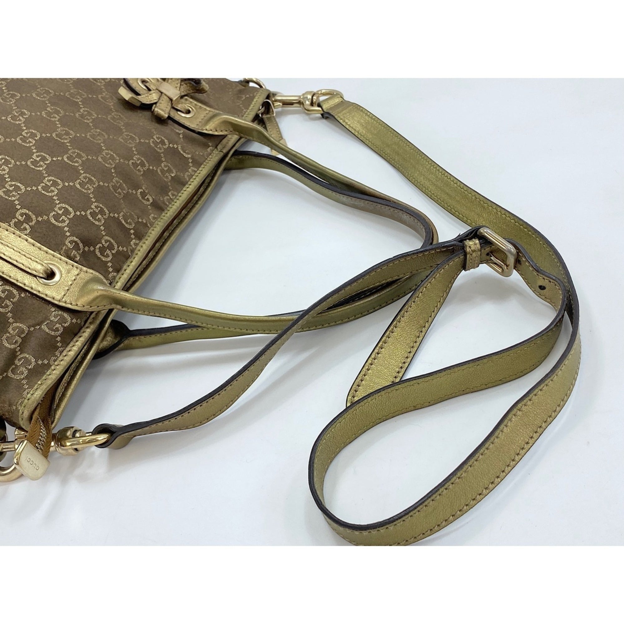 Gucci Brown Gold Nylon Tote Bag (Pre-Owned)