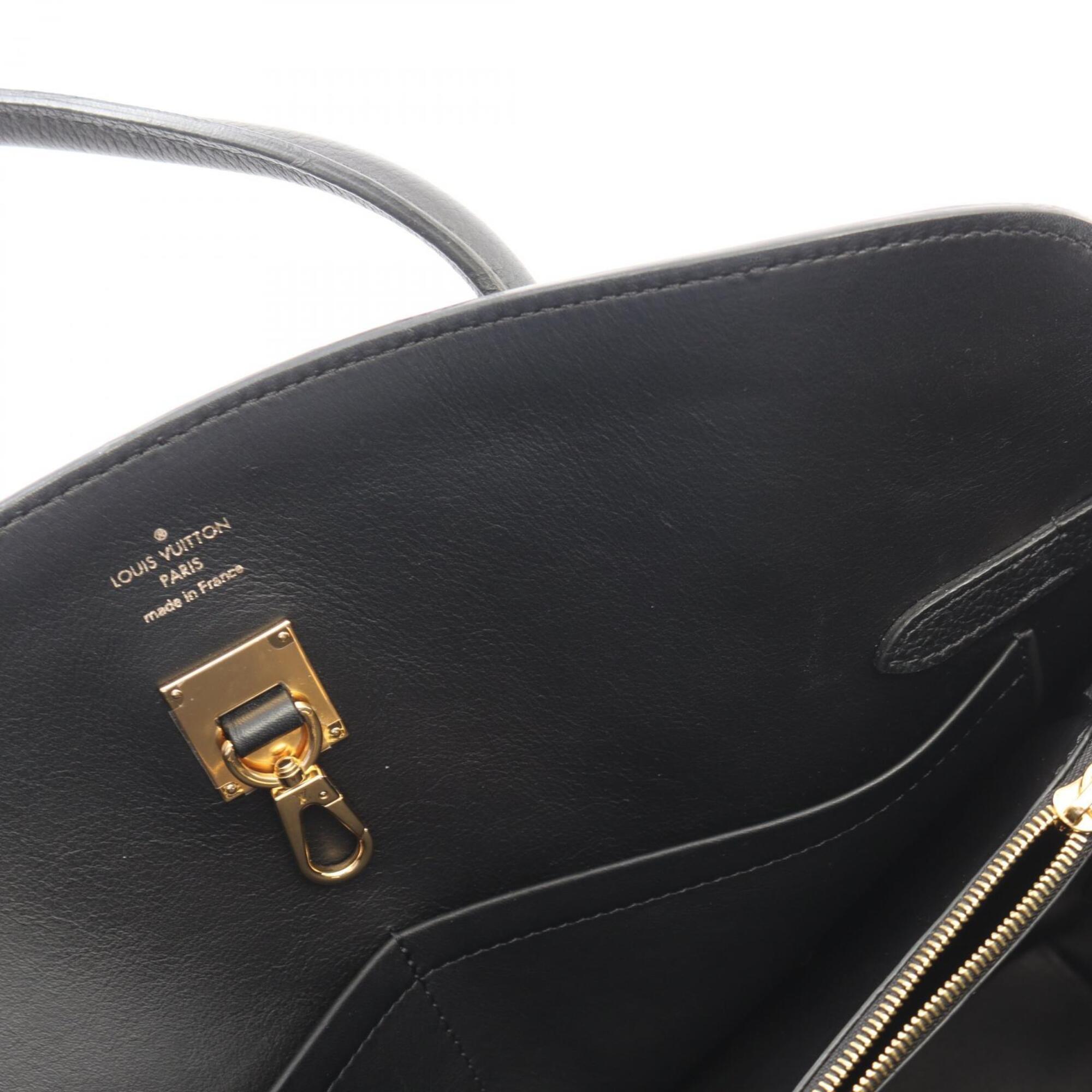 Louis Vuitton Black Leather Handbag Tote Bag (Pre-Owned)