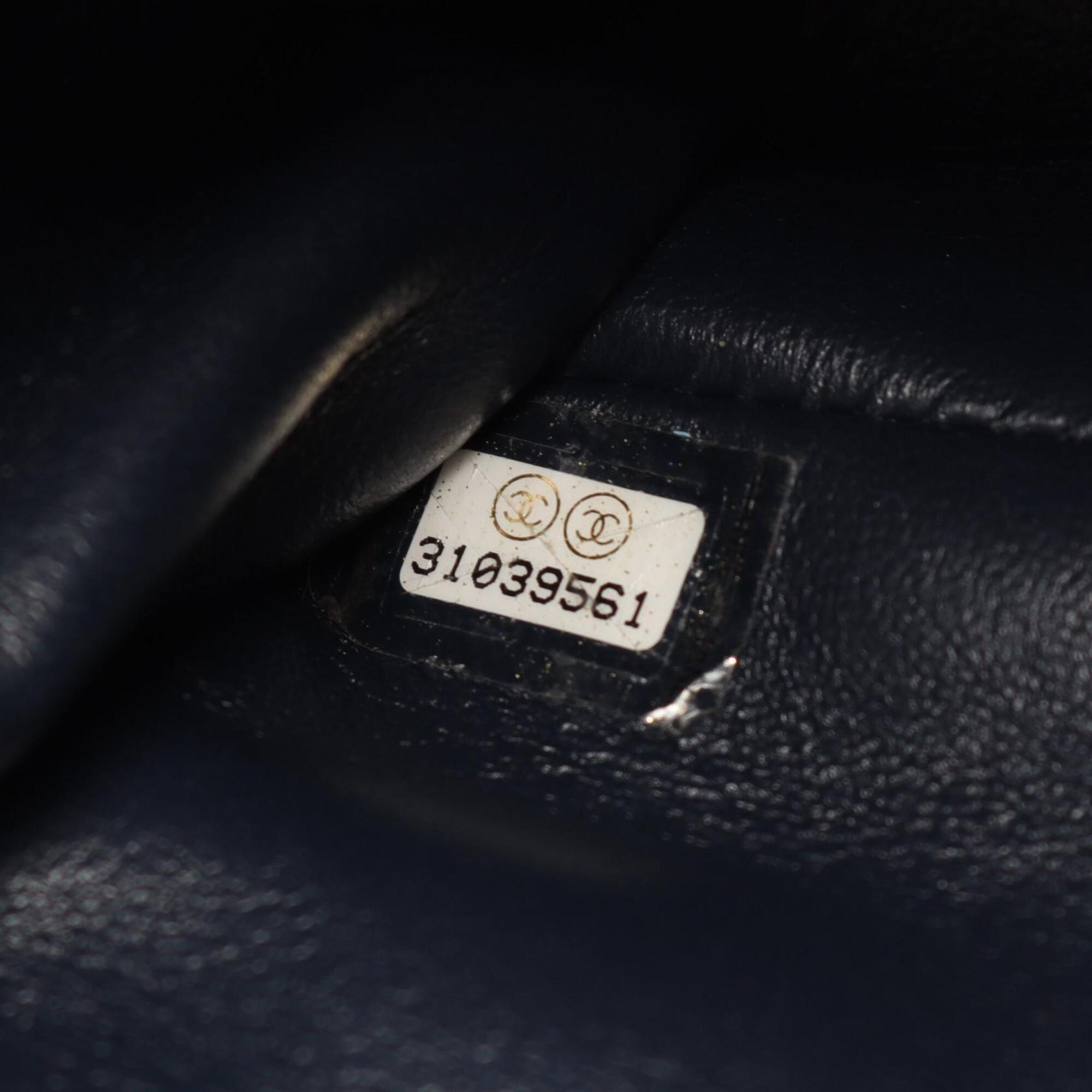 Chanel Navy Grained Calfskin Handbag Shoulder Bag (Pre-Owned)