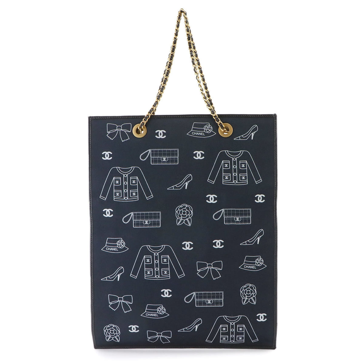 Chanel Navy Canvas Handbag Tote Bag (Pre-Owned)