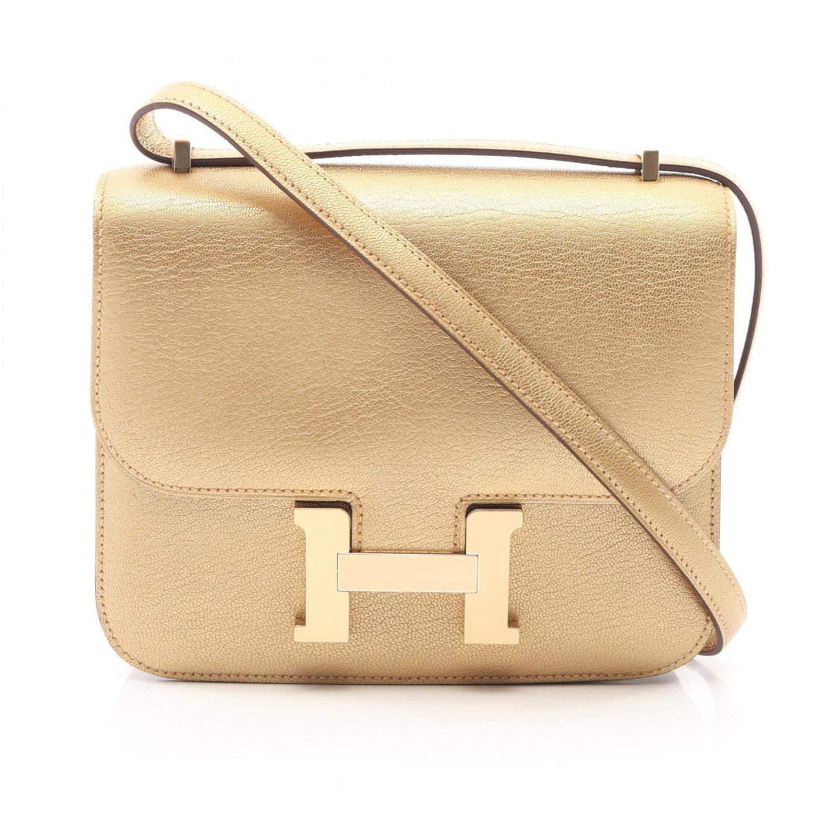 Hermes Gold Leather Chevre Leather Shoulder Bag (Pre-Owned)