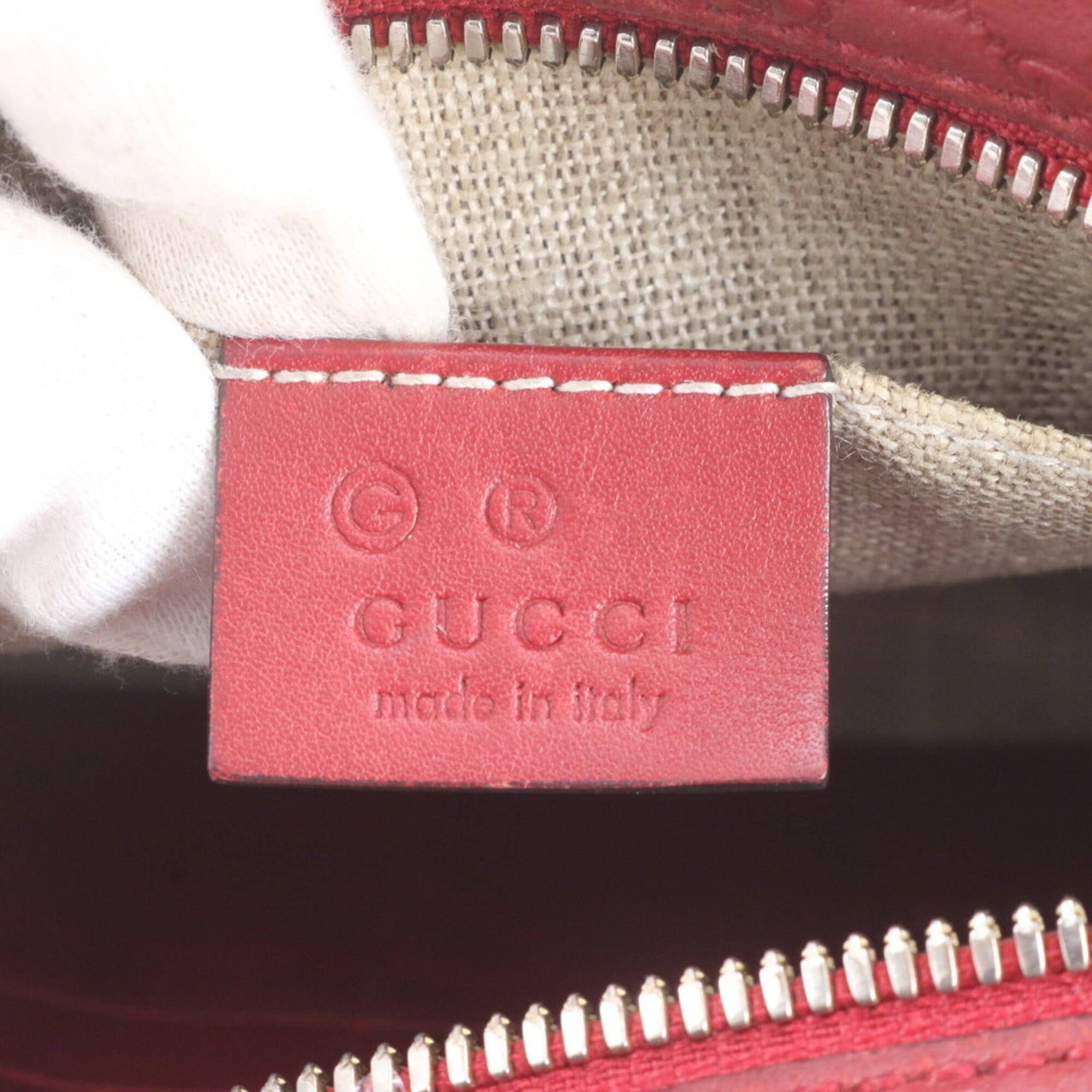 Gucci Red Color Wine Leather Handbag Shoulder Bag Tote Bag (Pre-Owned)