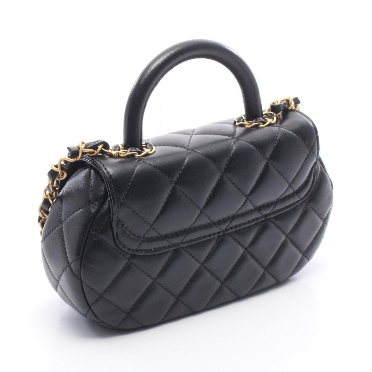 Chanel Black Leather Handbag Shoulder Bag (Pre-Owned)