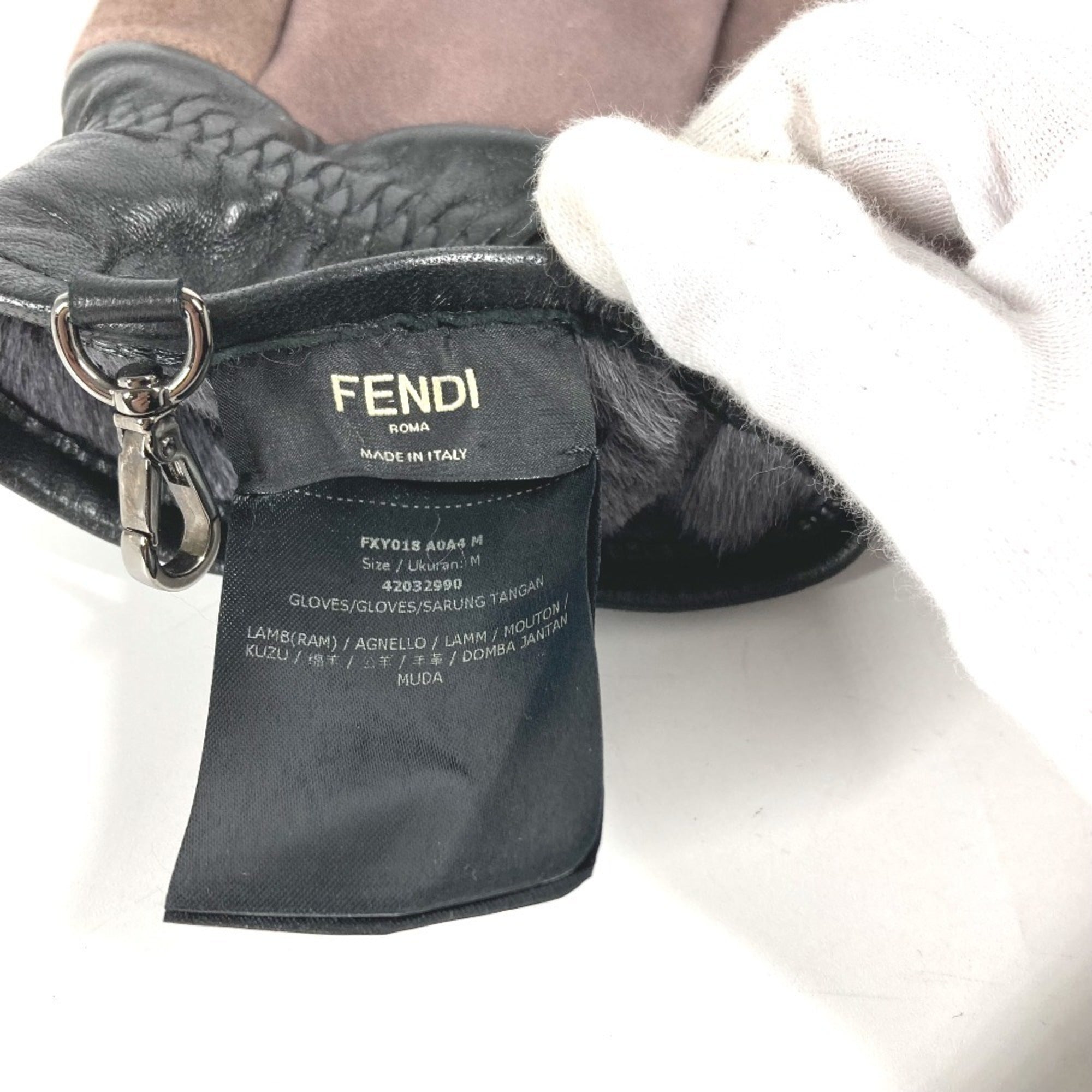 Fendi Gray Orange Angora Warm Gloves (Pre-Owned)