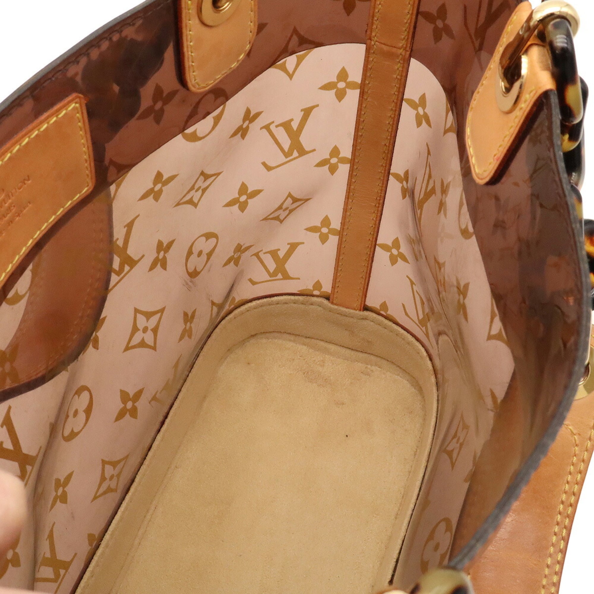 Louis Vuitton Brown Clear Vinyl Leather Shoulder Bag Tote Bag (Pre-Owned)