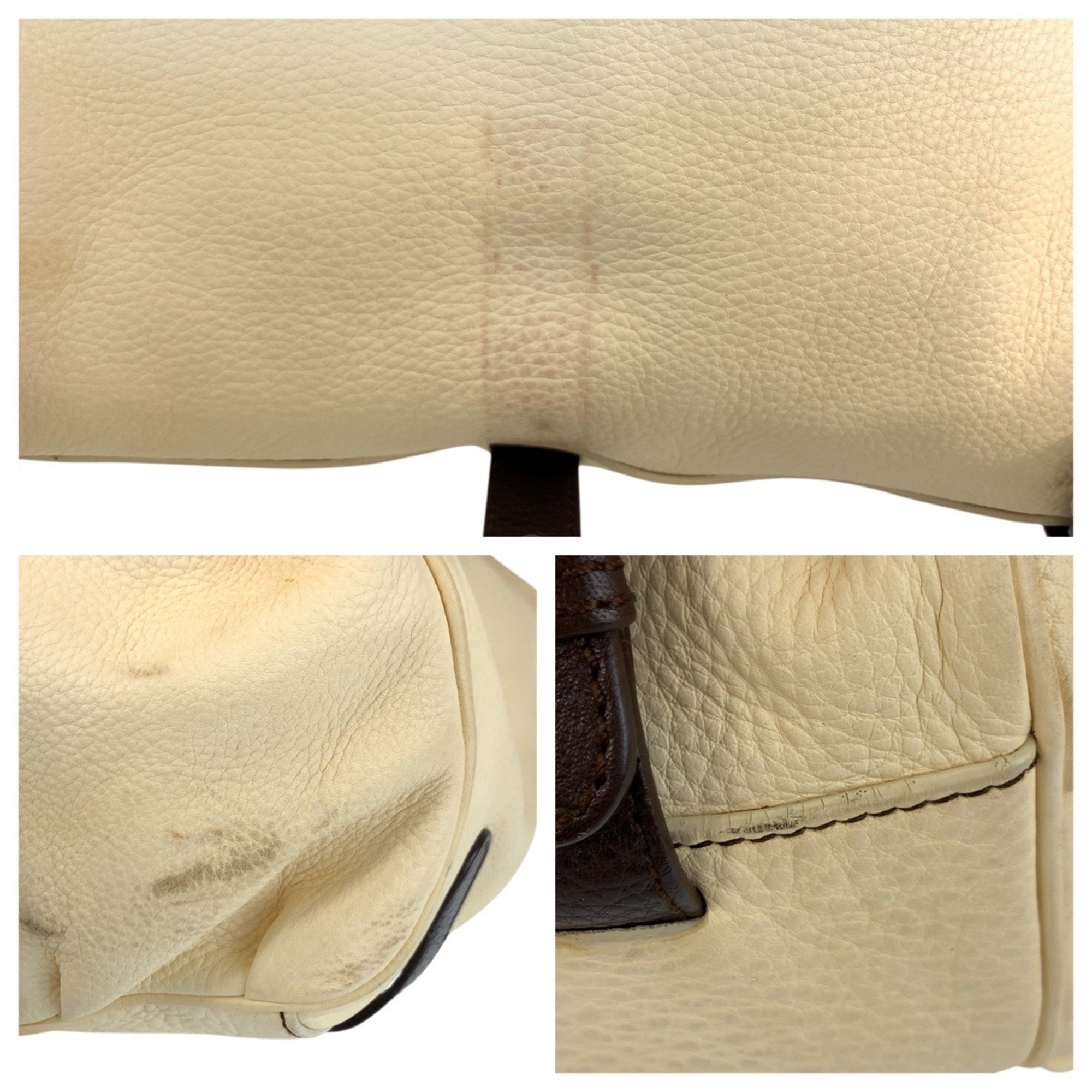 Salvatore Ferragamo Beige Ivory Leather Handbag Shoulder Bag (Pre-Owned)