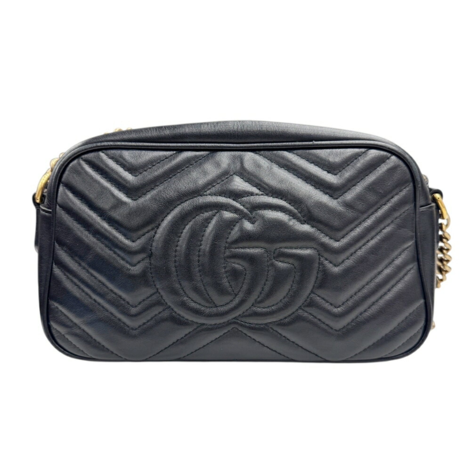 Gucci Gg Marmont Black Leather Shoulder Bag (Pre-Owned)
