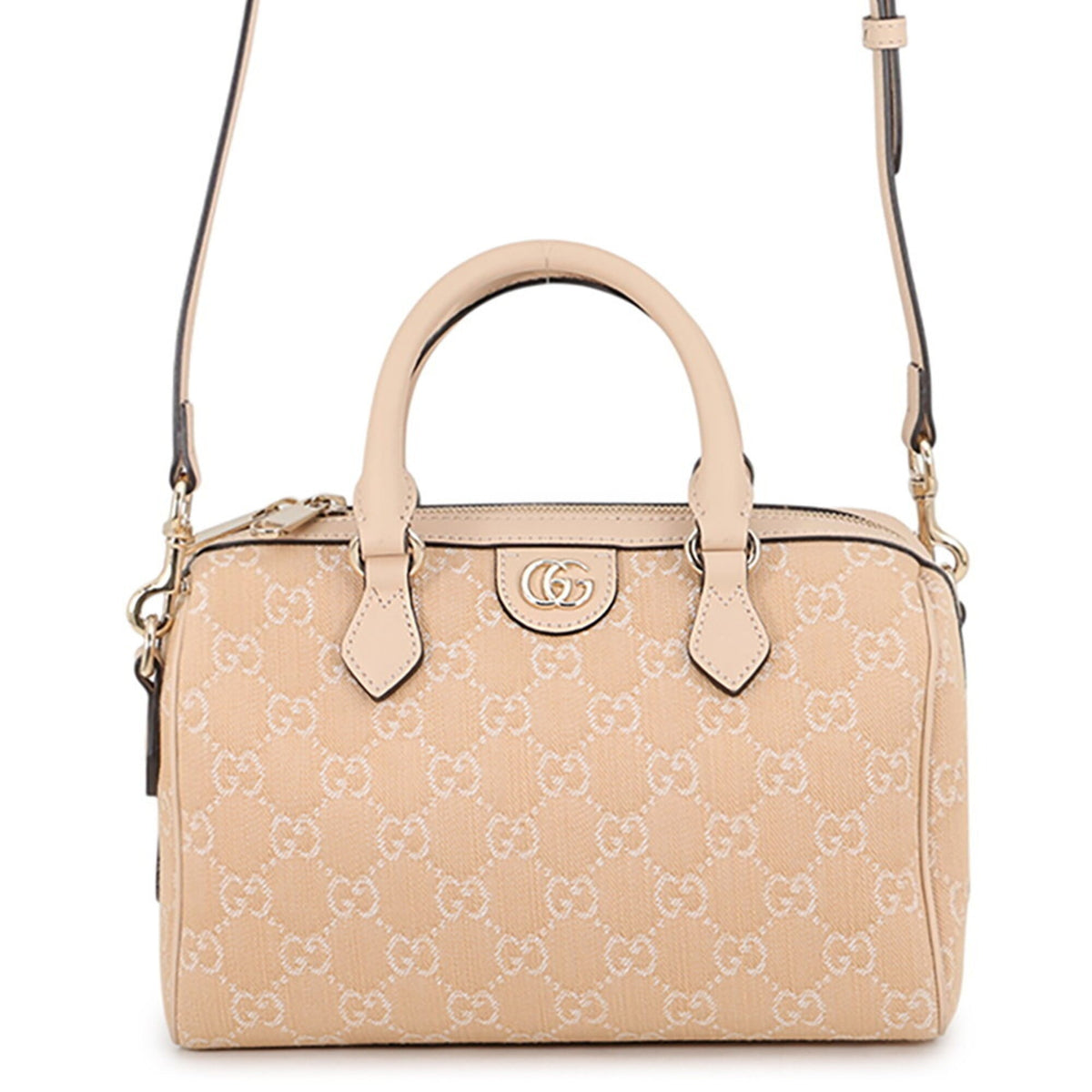 Gucci Beige Champagne Gold Gg Supreme Boston Bag Handbag (Pre-Owned)
