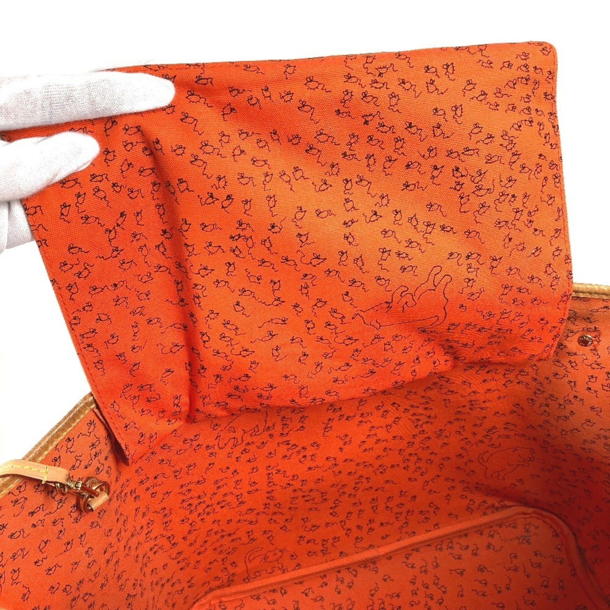 Louis Vuitton Brown Orange Monogram Leather Pouch Shoulder Bag Tote Bag (Pre-Owned)