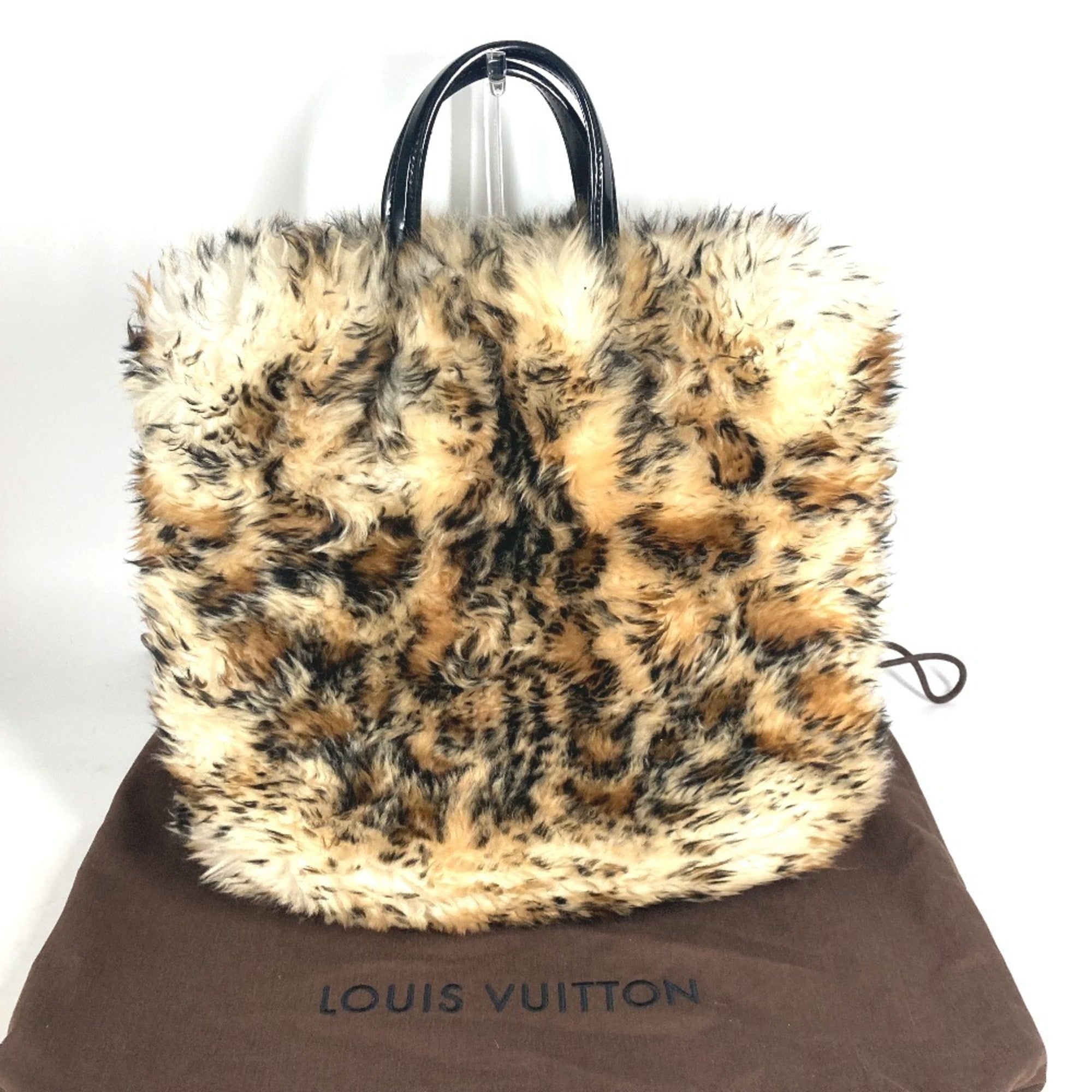 Louis Vuitton Beige Black Leather Handbag Shoulder Bag (Pre-Owned)