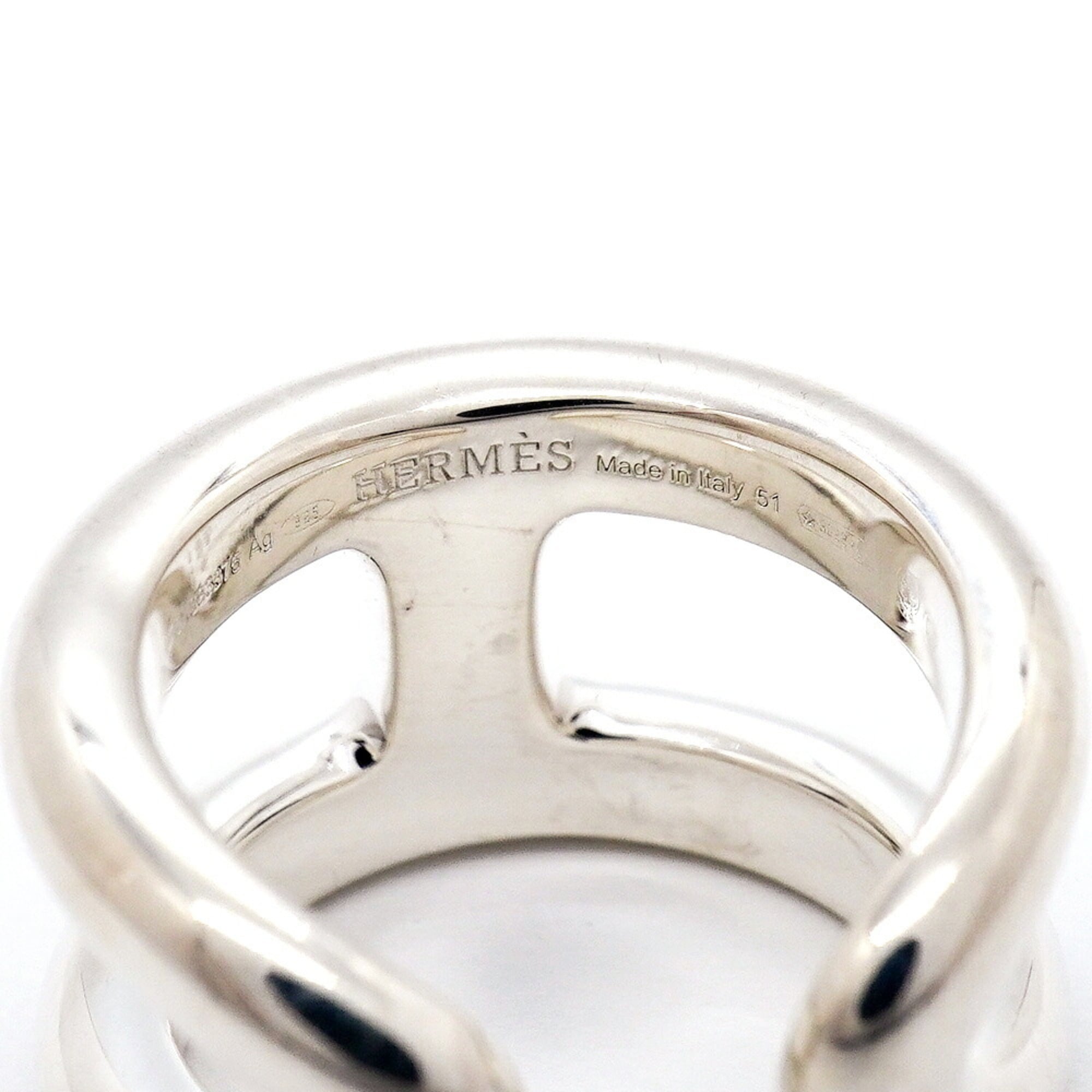 Hermes Silver 925 Band Ring (Pre-Owned)