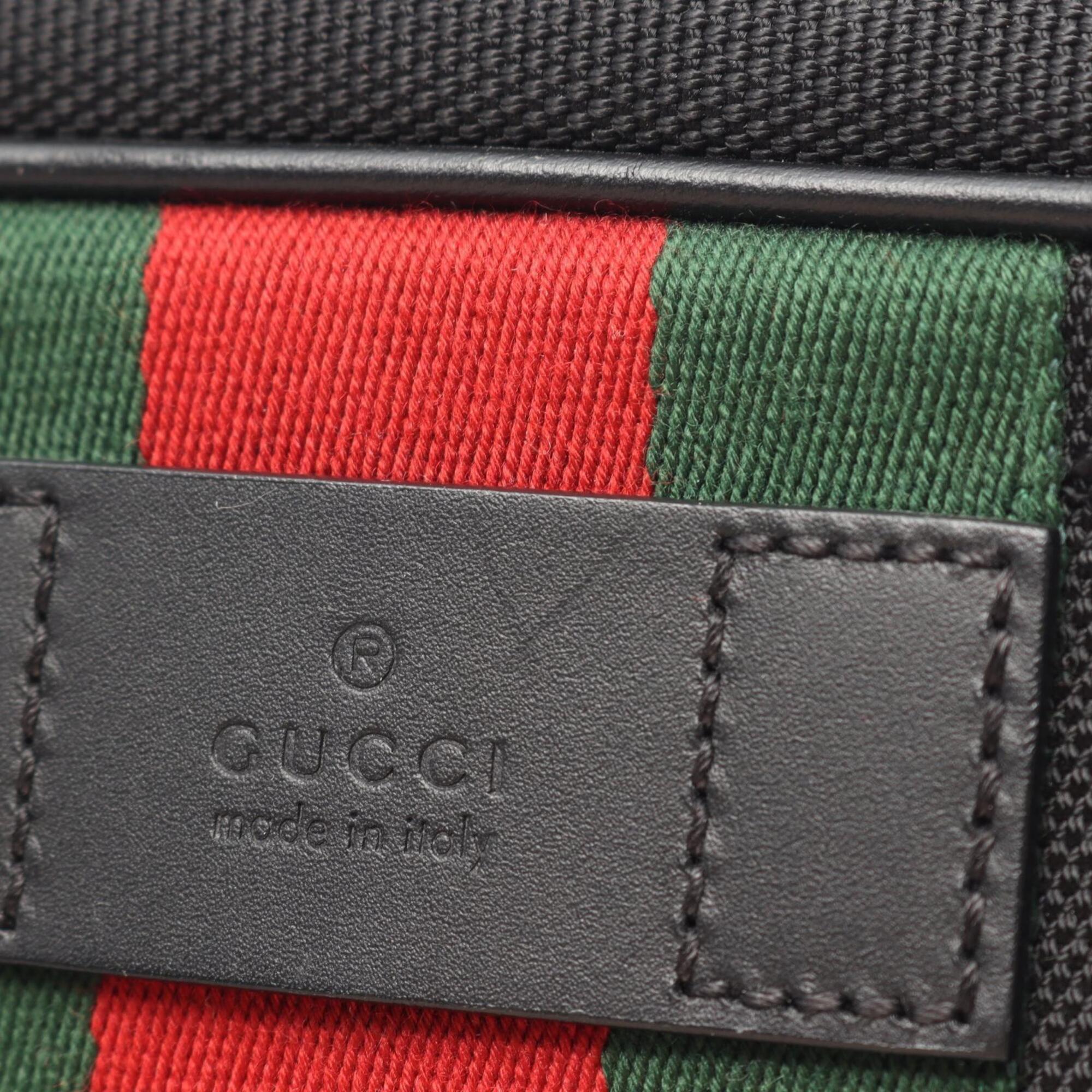 Gucci Black Green Red Color Canvas Leather Fanny Pack (Pre-Owned)