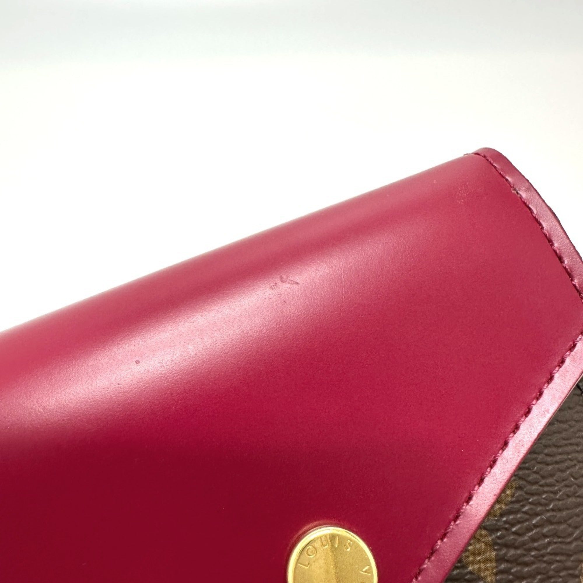 Louis Vuitton Monogram Brown Fuchsia Monogram Wallet (Tri-Fold) (Pre-Owned)
