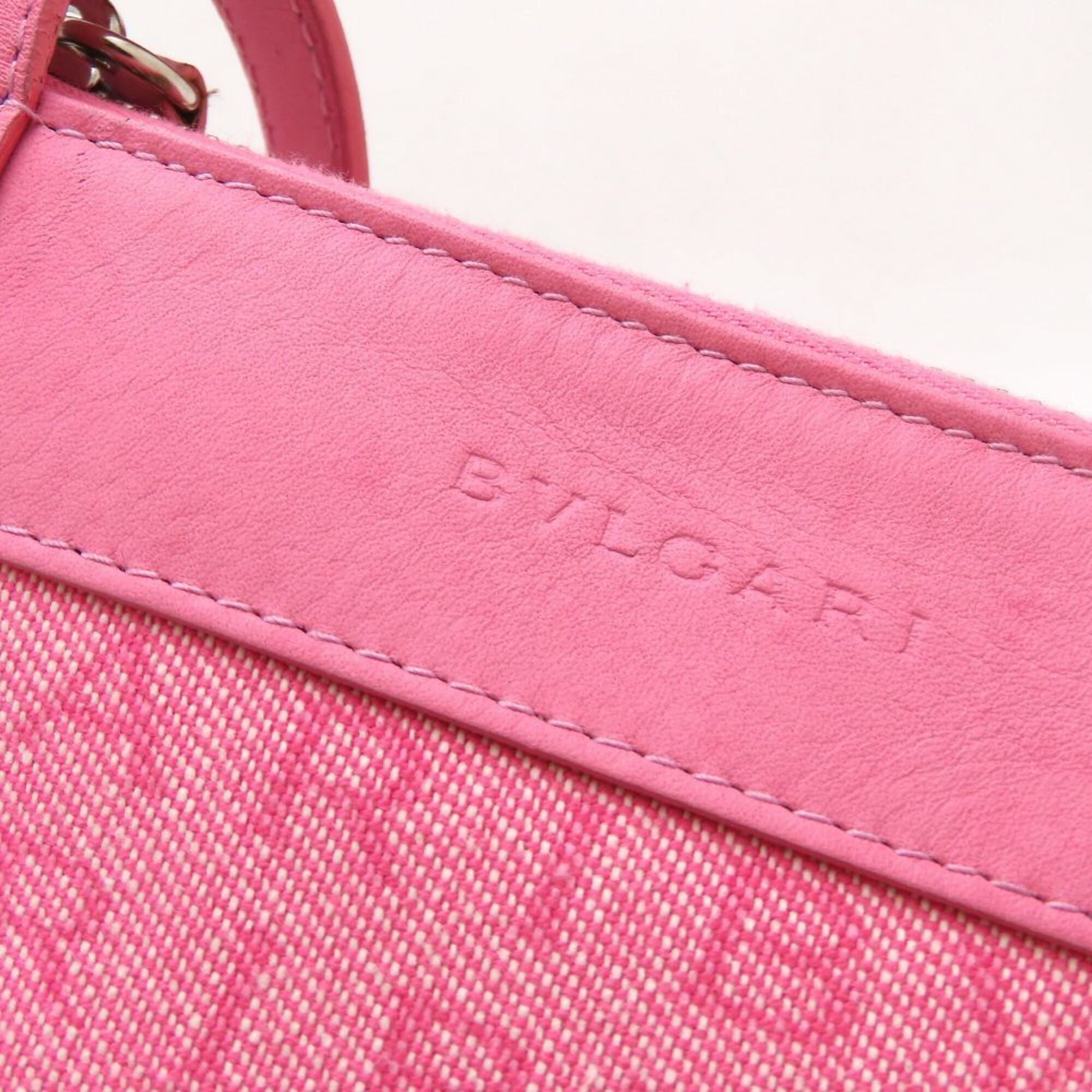 Bvlgari Logomania Pink Canvas Leather Shoulder Bag (Pre-Owned)