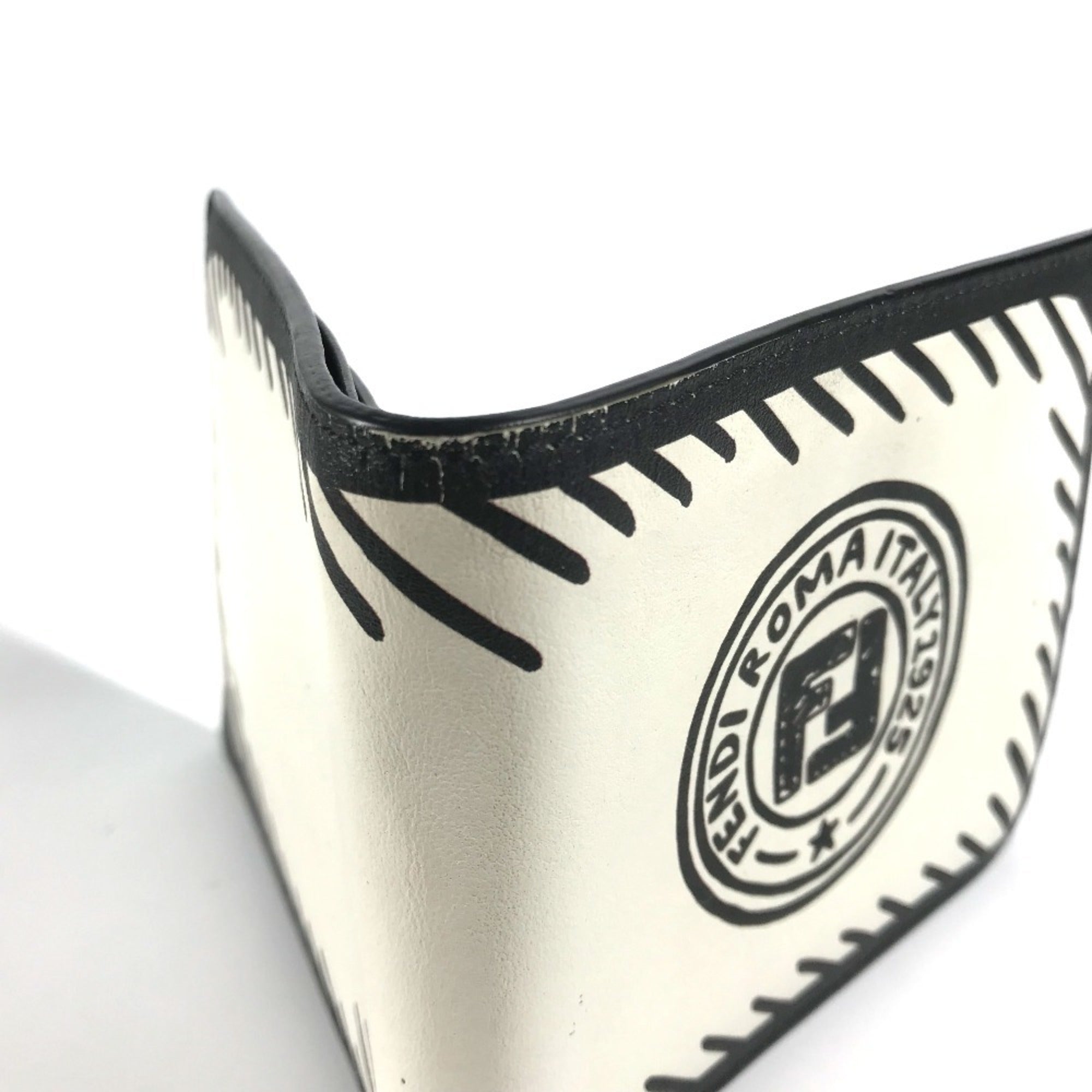Fendi Black White Leather Bill Wallet (Bi-Fold) (Pre-Owned)