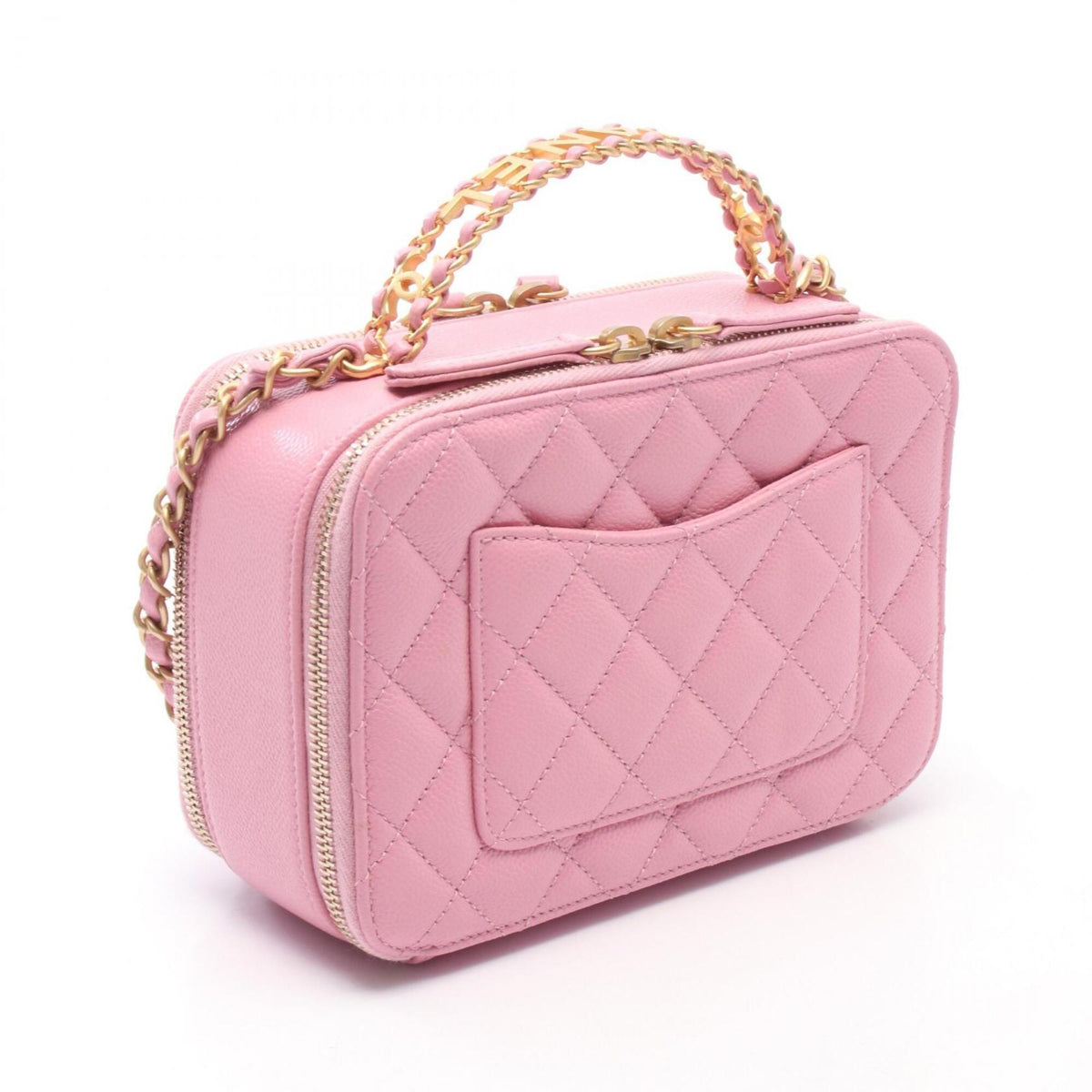 Chanel Pink Grained Calfskin Handbag Shoulder Bag Vanity Bag (Pre-Owned)