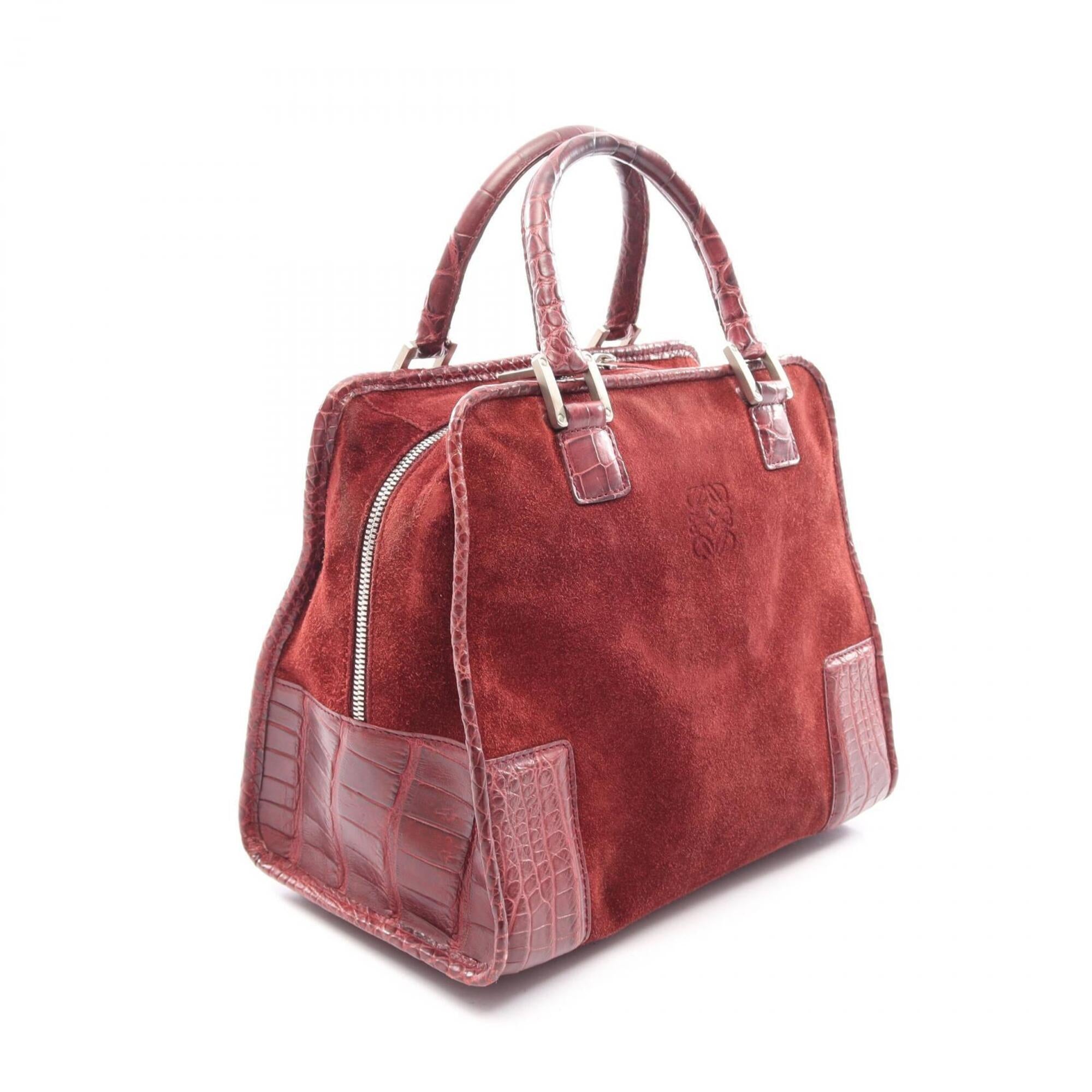 Loewe Bordeaux Suede Leather Handbag (Pre-Owned)