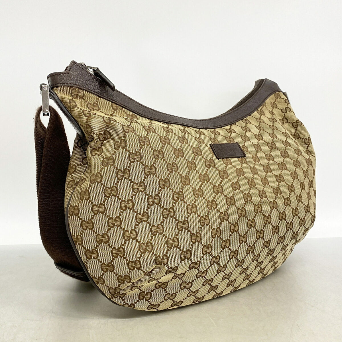 Gucci Beige Brown Canvas Shoulder Bag (Pre-Owned)