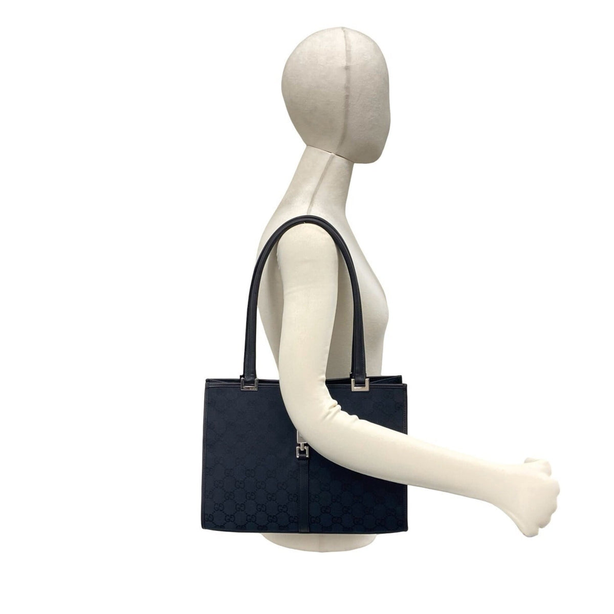 Gucci Black Canvas Leather Handbag Shoulder Bag (Pre-Owned)