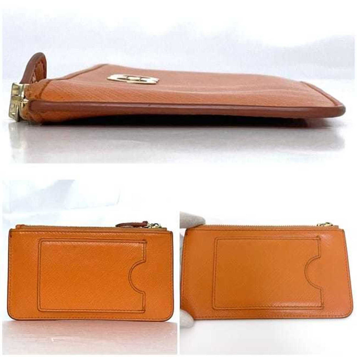 Salvatore Ferragamo Orange Leather Coin Purse/Coin Case (Pre-Owned)
