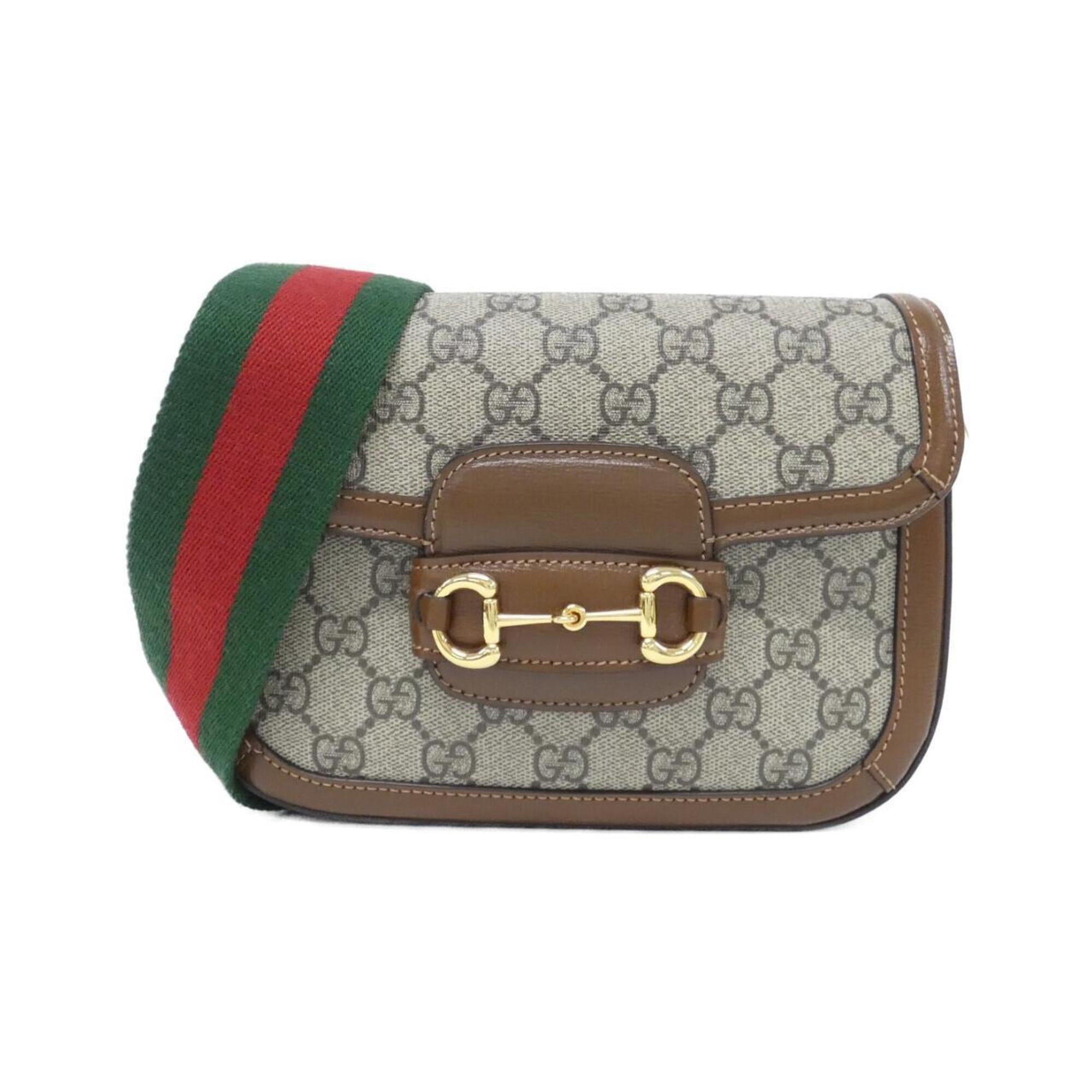 Gucci Beige Brown Gg Supreme Canvas Leather Shoulder Bag (Pre-Owned)