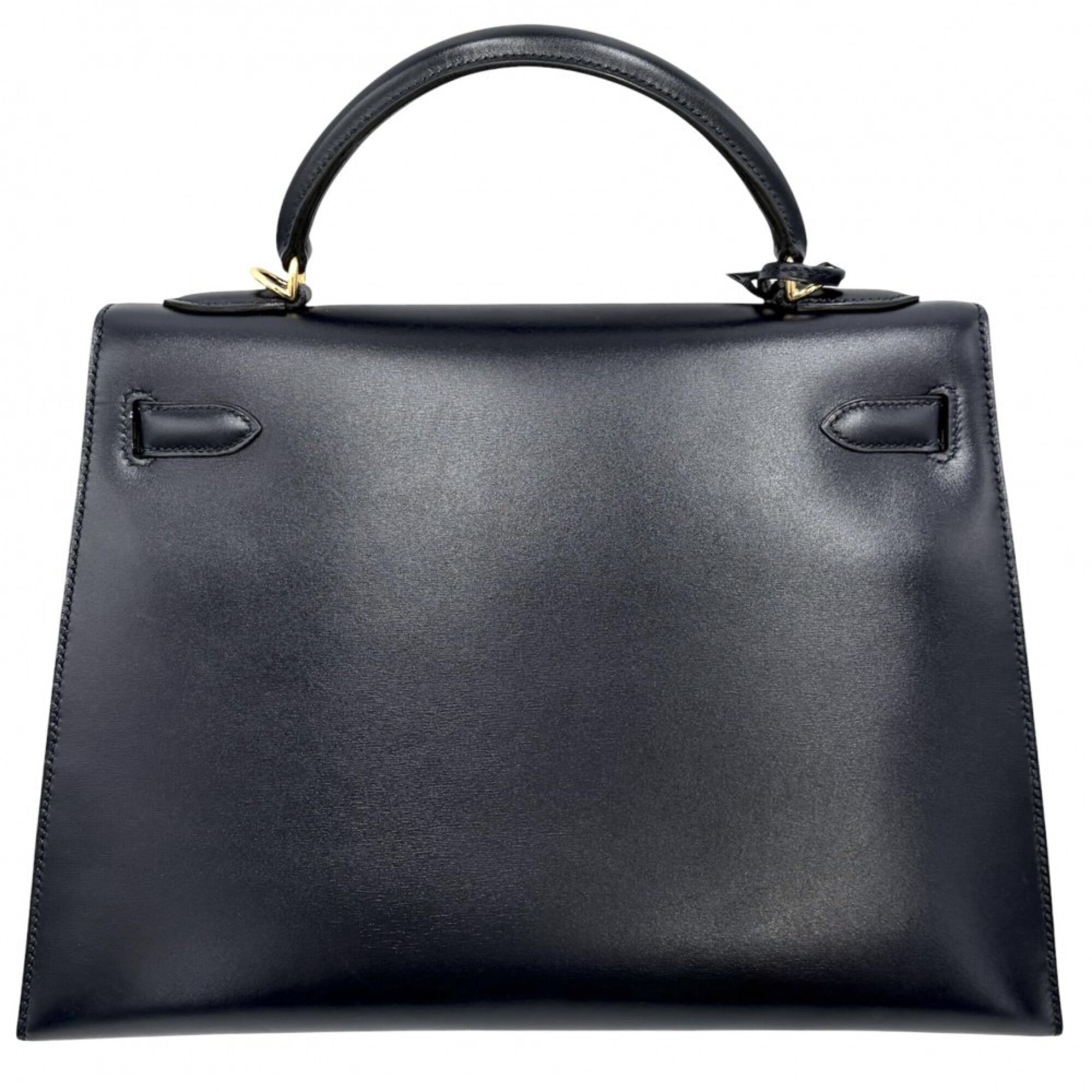 Hermes Kelly Navy Box Calf Leather Handbag Shoulder Bag (Pre-Owned)