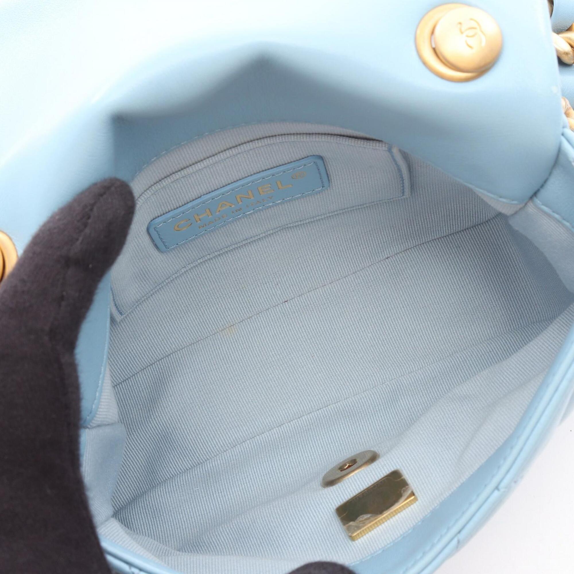 Chanel Blue Leather Handbag Shoulder Bag (Pre-Owned)