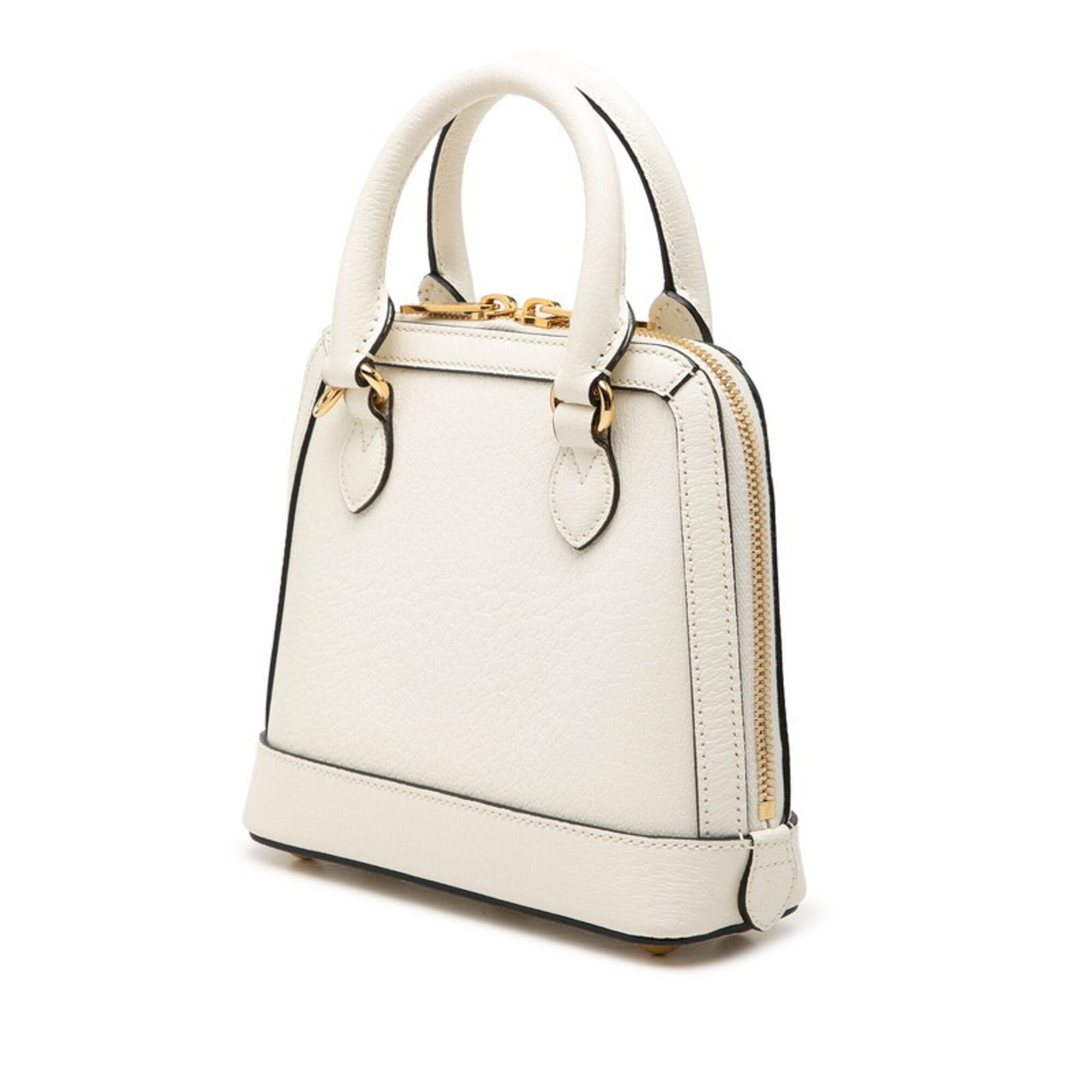 Gucci Black White Leather Handbag Shoulder Bag (Pre-Owned)