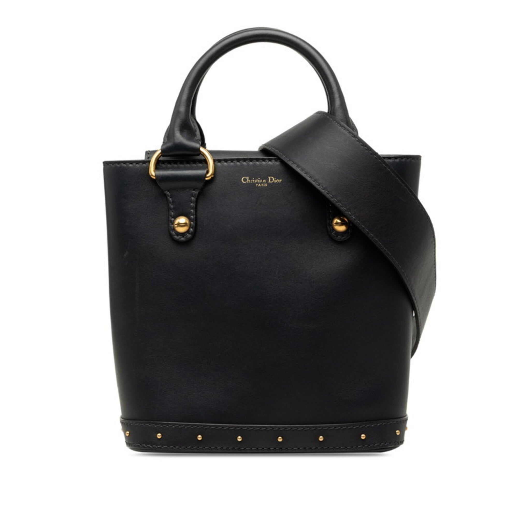 Christian Dior Black Leather Handbag Shoulder Bag (Pre-Owned)
