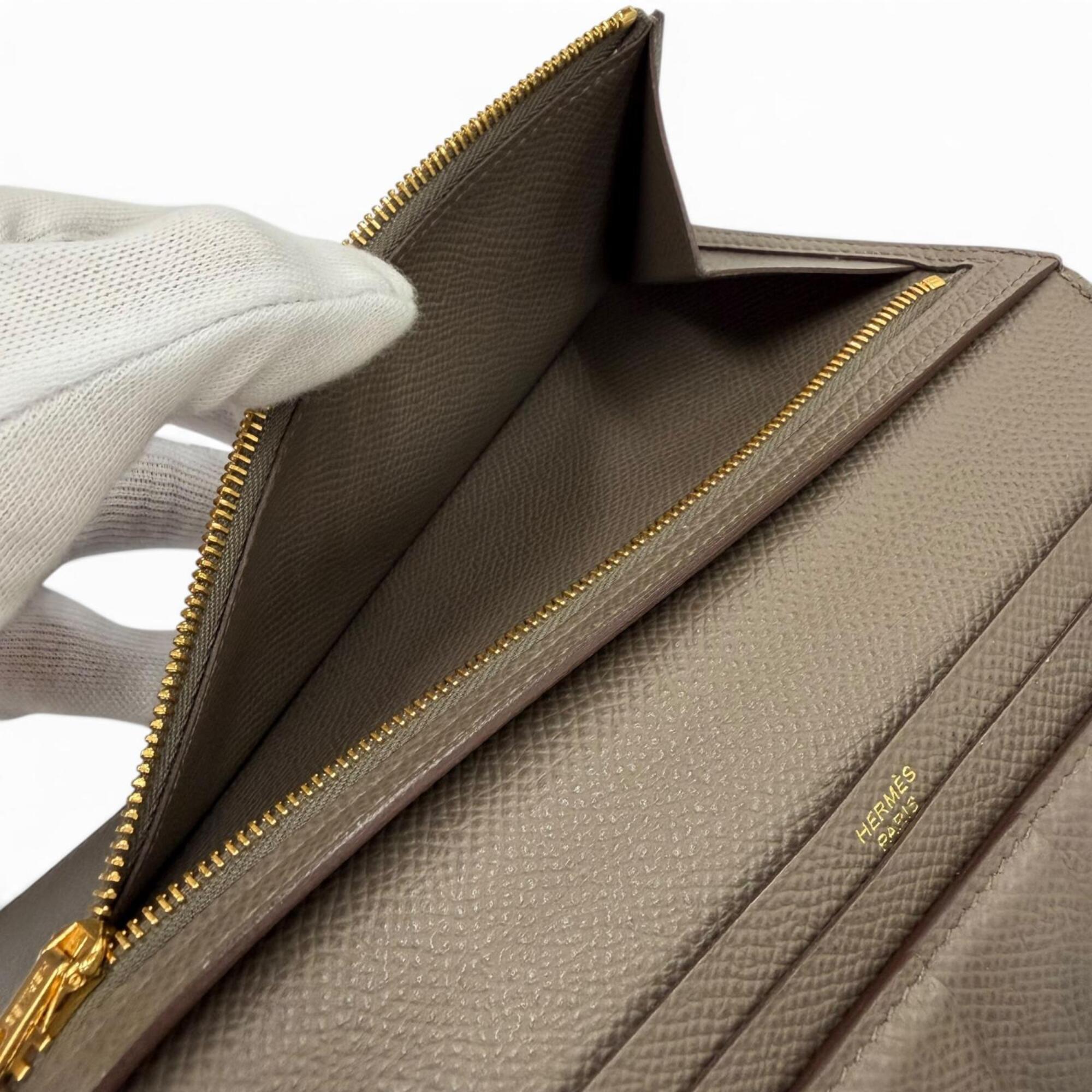 Hermes Taupe Epsom Leather Long Wallet (Bi-Fold) (Pre-Owned)