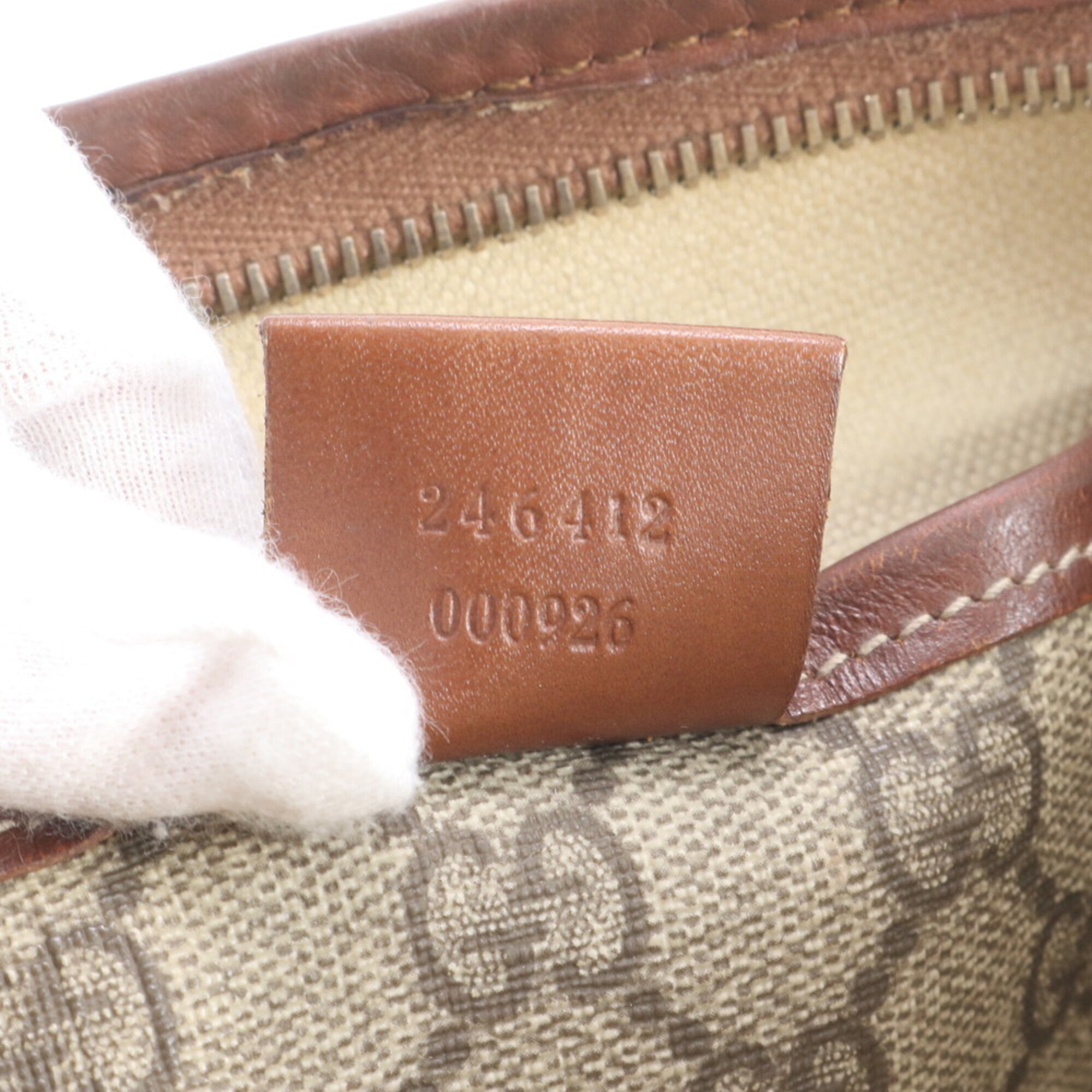 Gucci Brown Coated Canvas Leather Shoulder Bag Tote Bag (Pre-Owned)