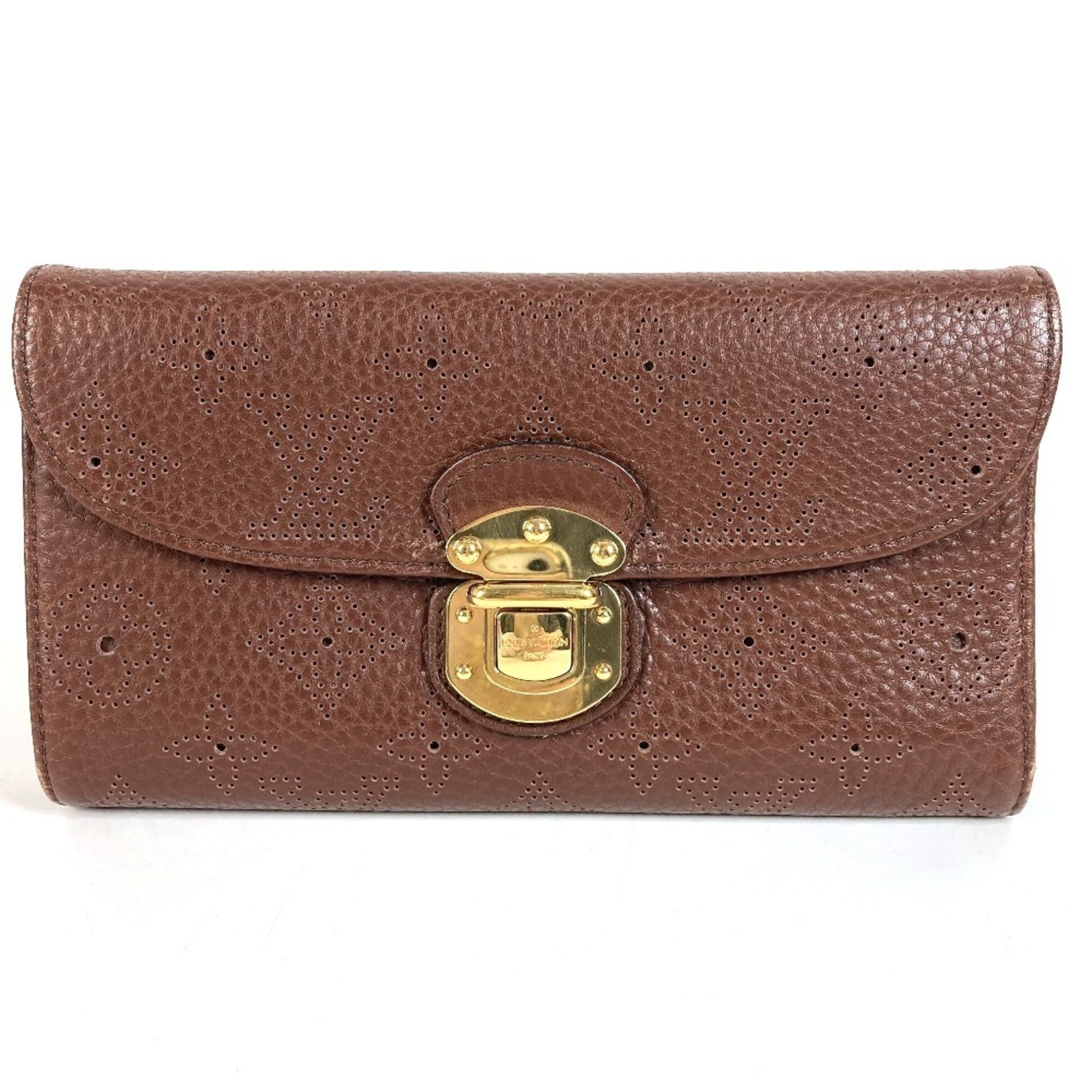 Louis Vuitton Brown Mahina Leather Long Wallet (Tri-Fold) (Pre-Owned)
