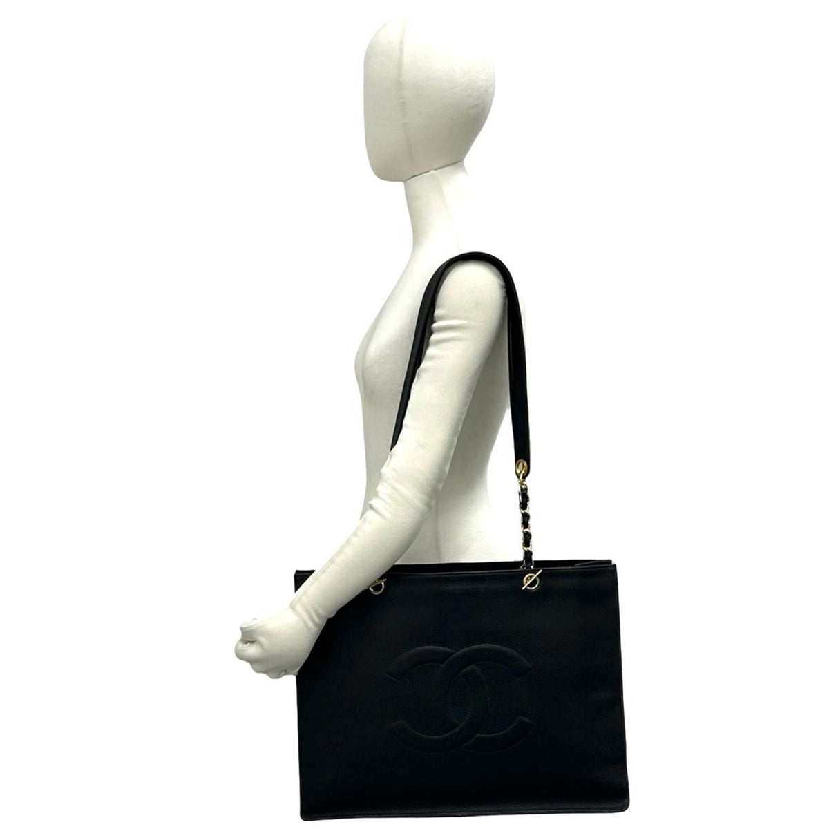Chanel Black Grained Calfskin Shoulder Bag Tote Bag (Pre-Owned)