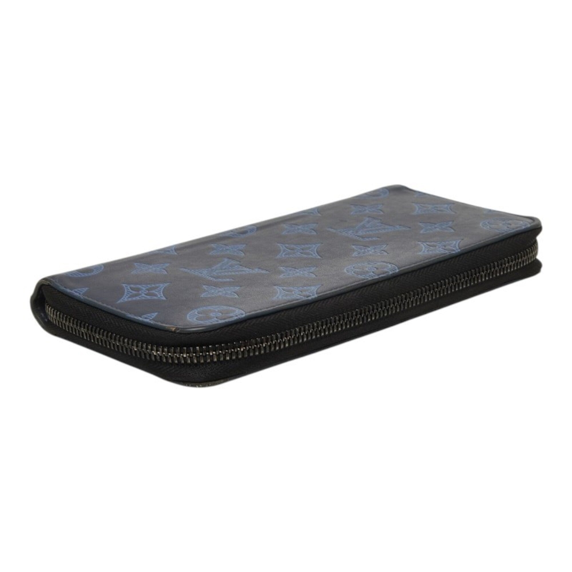 Louis Vuitton Navy Leather Long Wallet (Bi-Fold) (Pre-Owned)